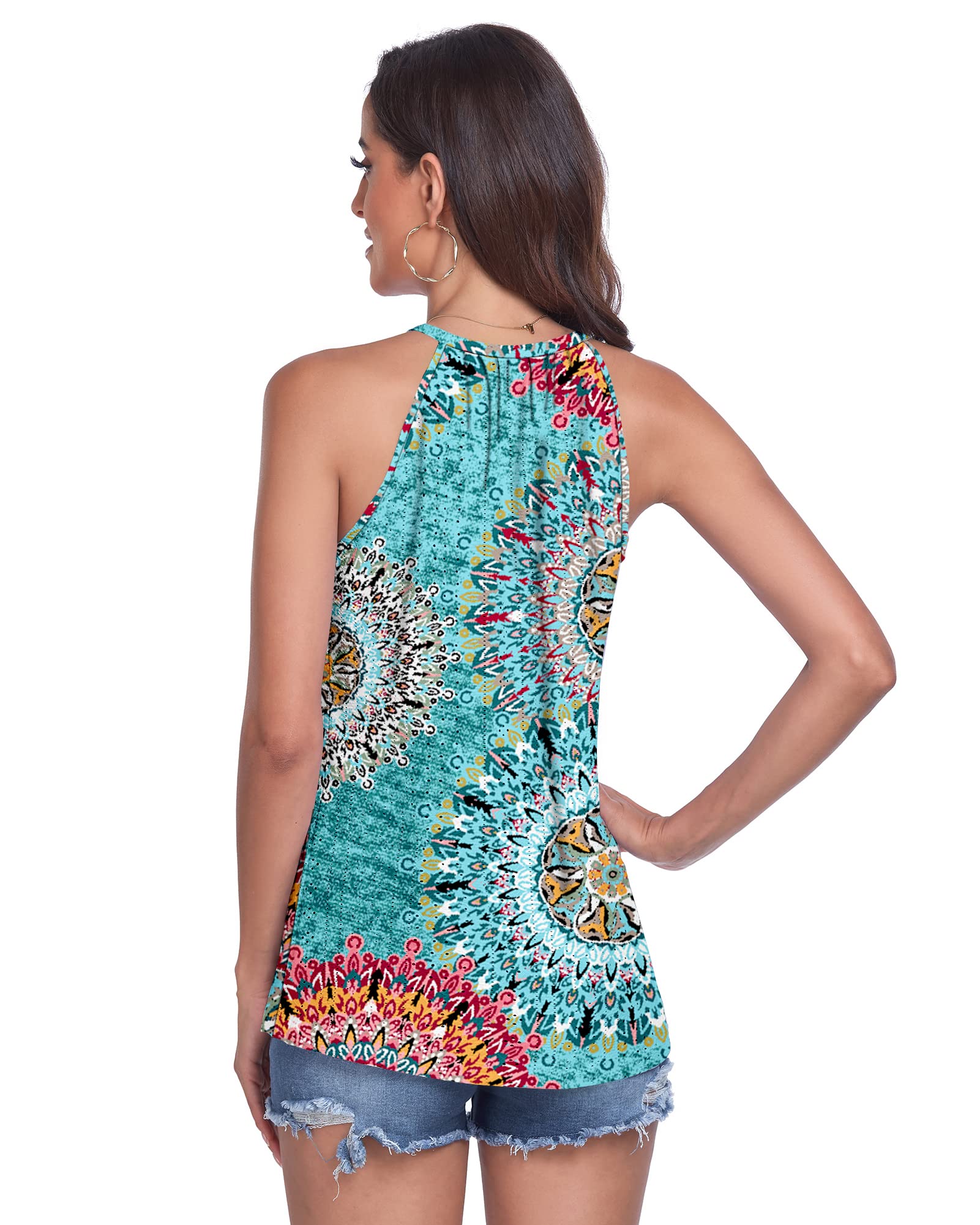 WNEEDU Canotte Donna Estiva Top con Collo Halter Senza Maniche Cami Shirt Canotta Donna Elegante