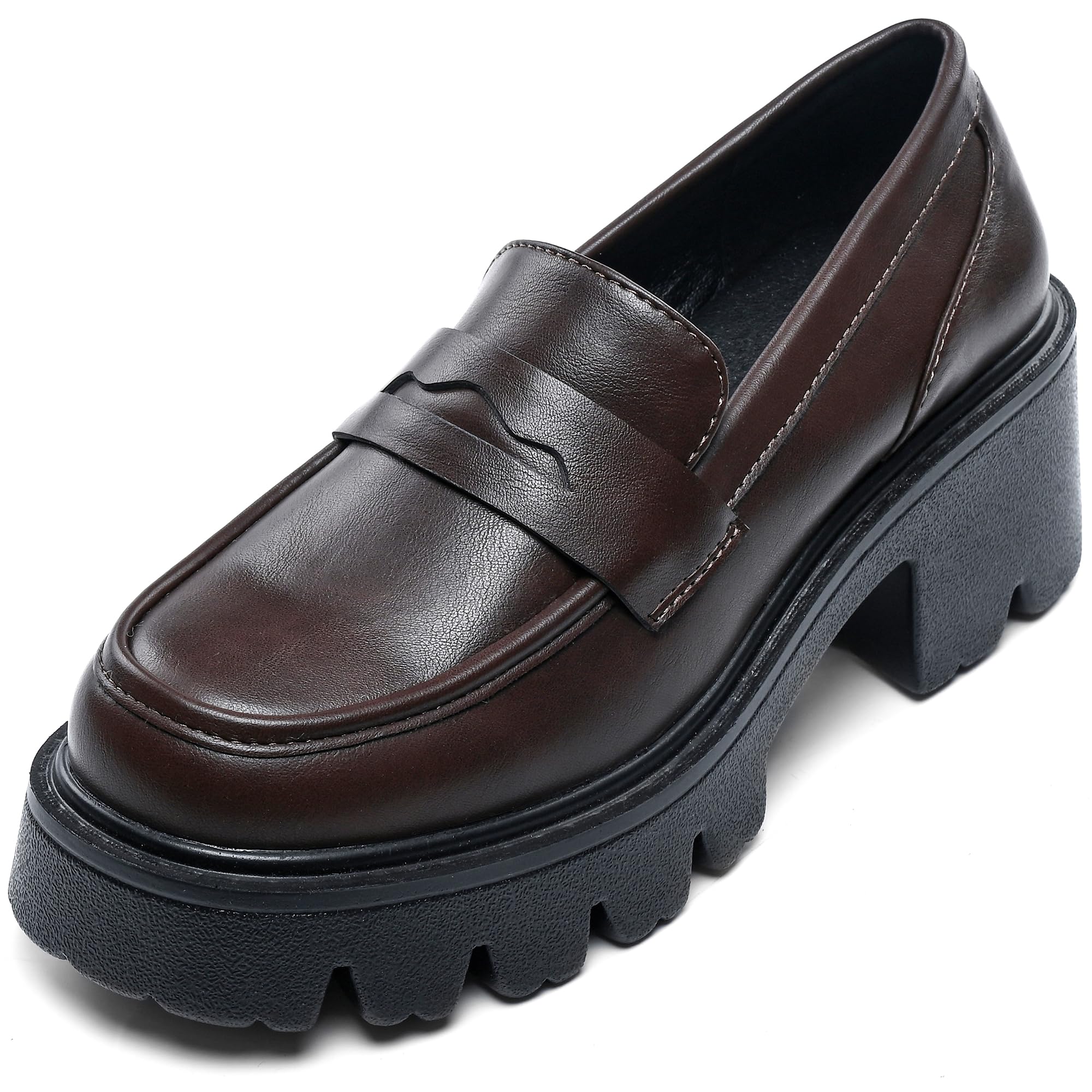 Black Penny Loafers for Women - Women's Slip-On Platform Patent Leather Loafers, Chunky Comfort Shoes for Work & Dressy Occasions-image-32