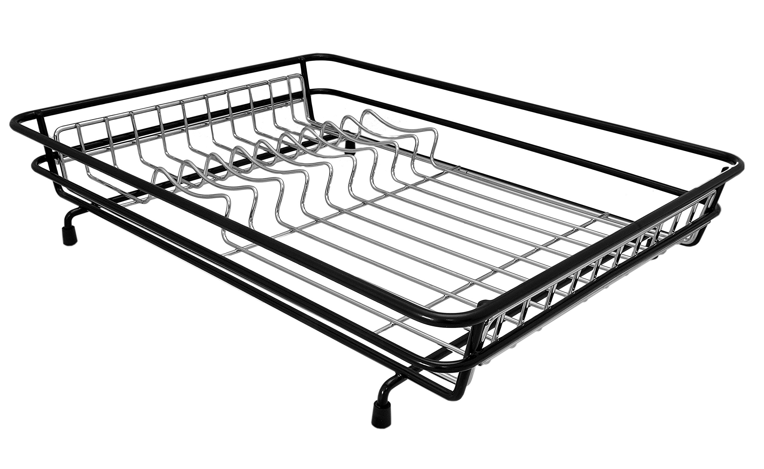 Delfinware Transparent Dish Drainer With Rubber Feet, Metal, 42.3 X 32.5 X 9 Cm,