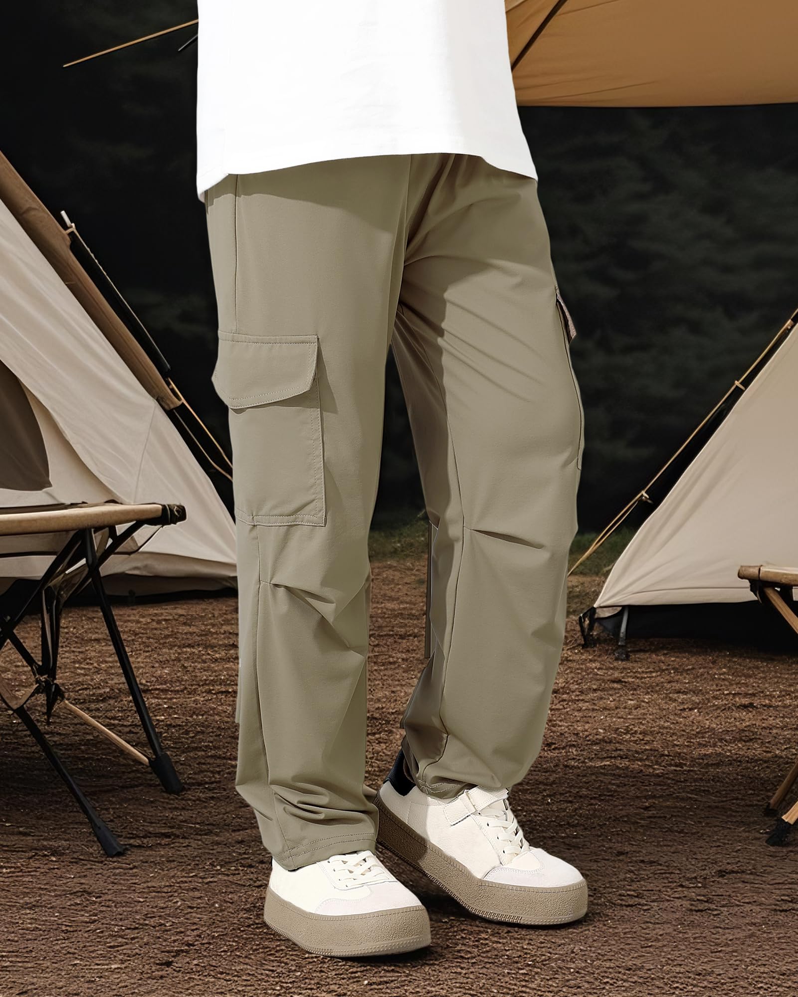 Rolanko Pantaloni cargo per ragazzi ad asciugatura rapida, leggeri, con elastico in vita, con tasche, per sport all'aperto