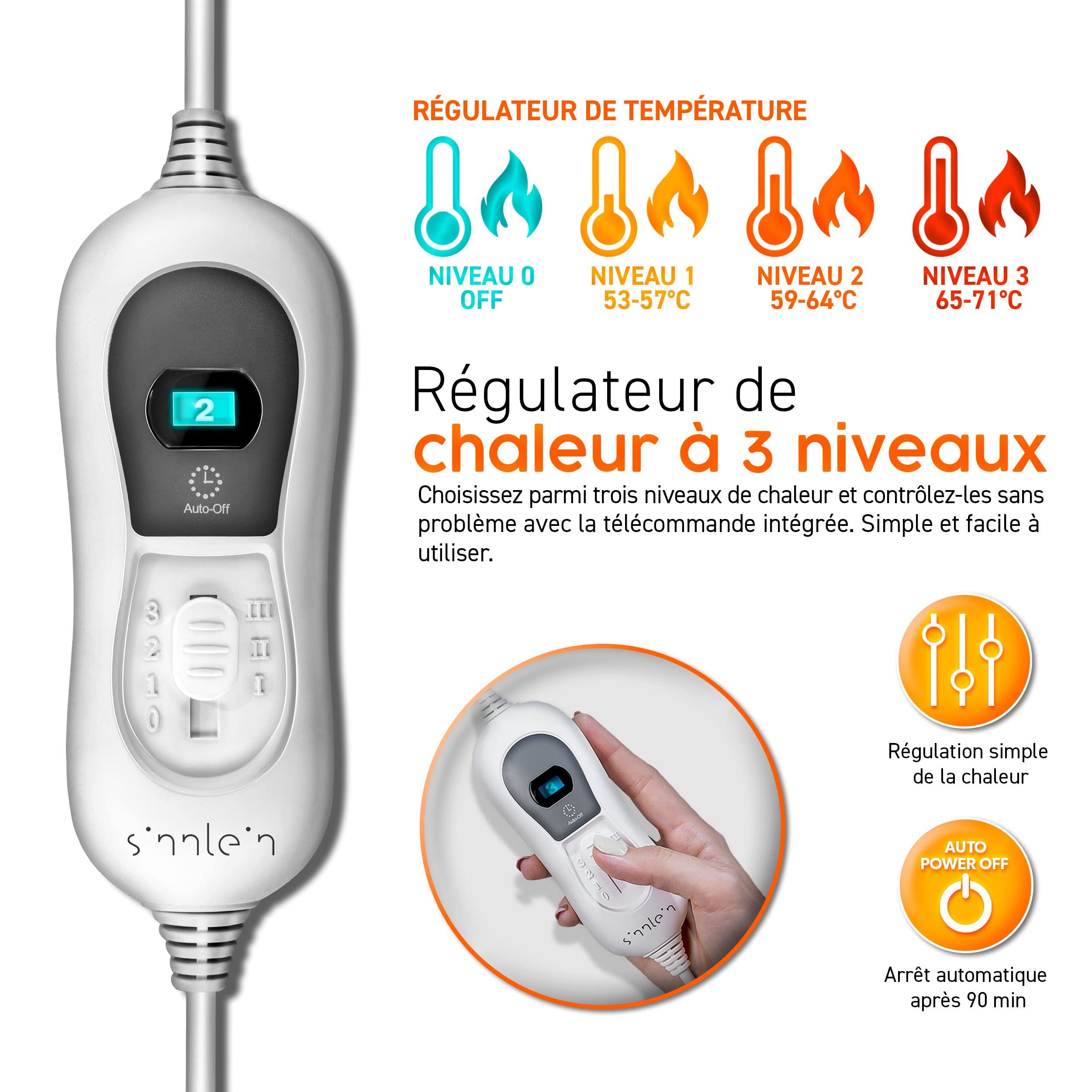sinnlein Coussin Chauffante avec Rembourrage 100W | Coussin Thermique Electrique | Contre le Mal de Dos, Epaule et Nuque |3 Niveaux de Température et Arrêt Automatique (Beige)