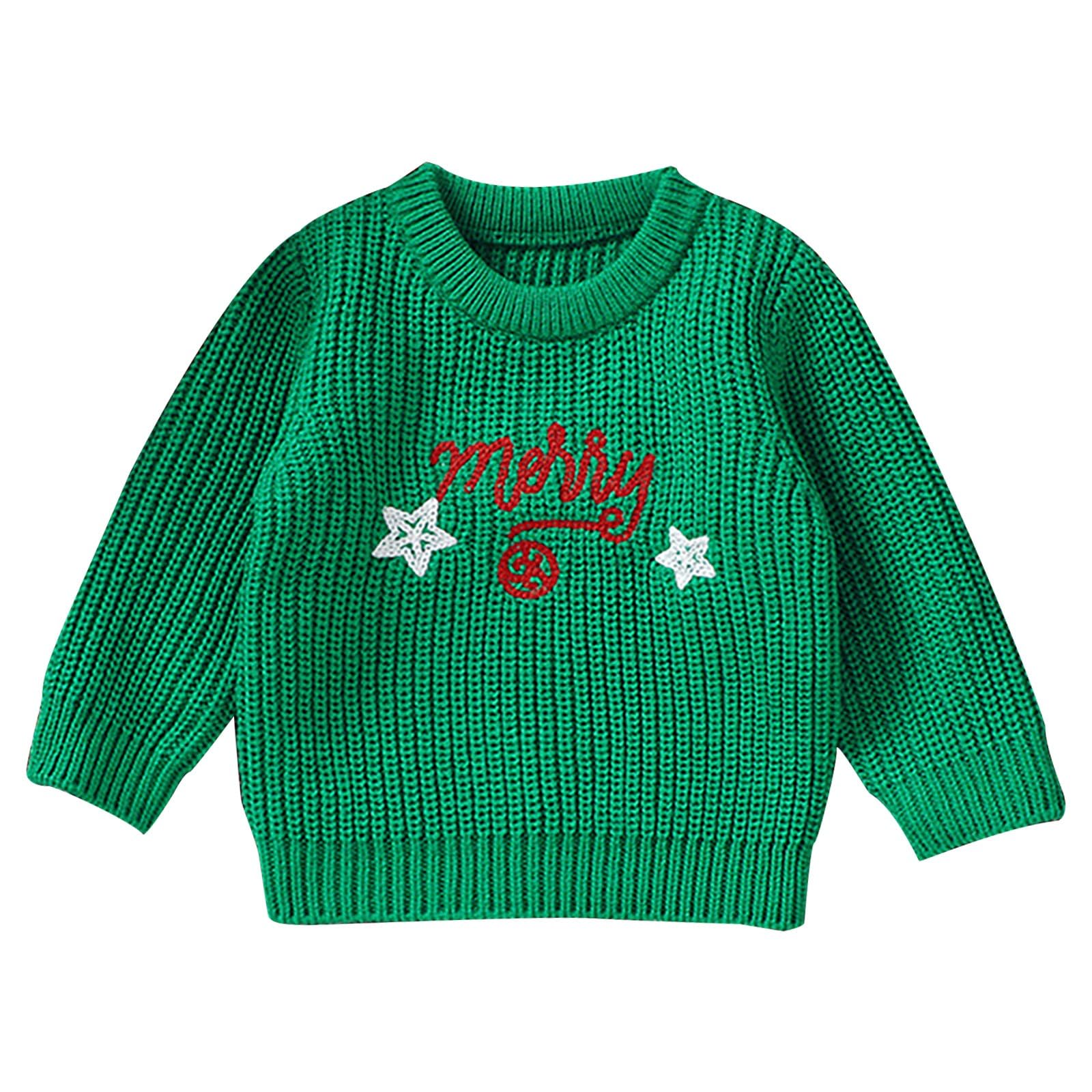 RNTOP Baby Christmas Sweater Pullover Toddler Girls Boys Long Sleeve Crewneck Embroidery Knit (GN2, 12-18 Months)