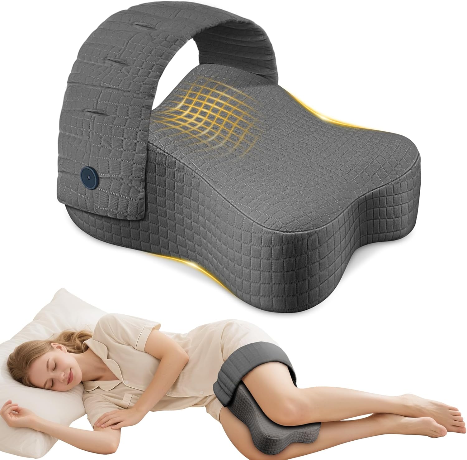 Knee Pillow for Side Sleepers, Leg Pillow for Side Sleeping, Sciatica Pain Relief, Hip with Ergonomic Memory Foam – Large Grey Cushion for Thigh, Knee, Back & Leg Support