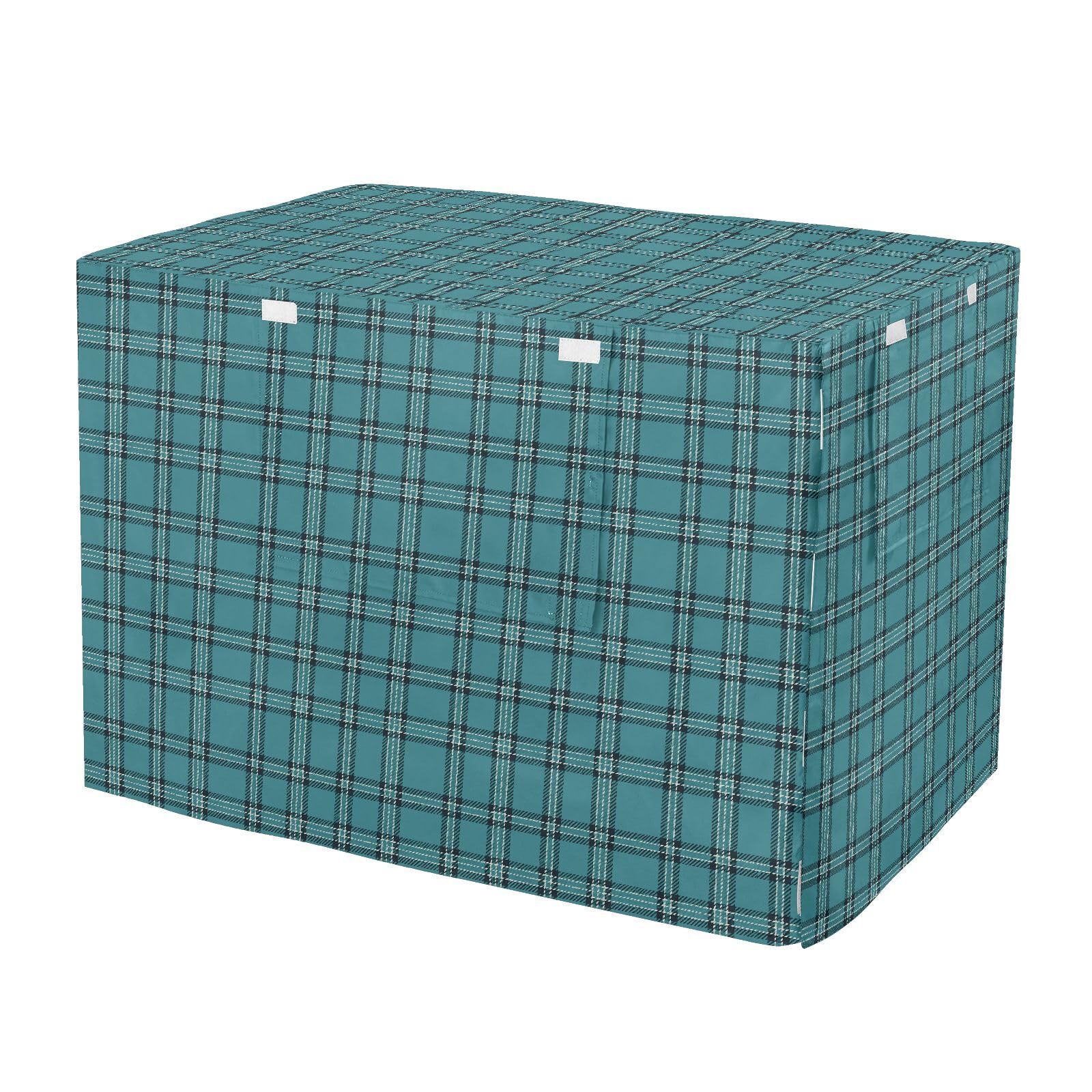 Gingham Plaid pokrowiec na klatkę dla psa zwierzęta domowe pokrowce na budy rolety cyjan 106 cm