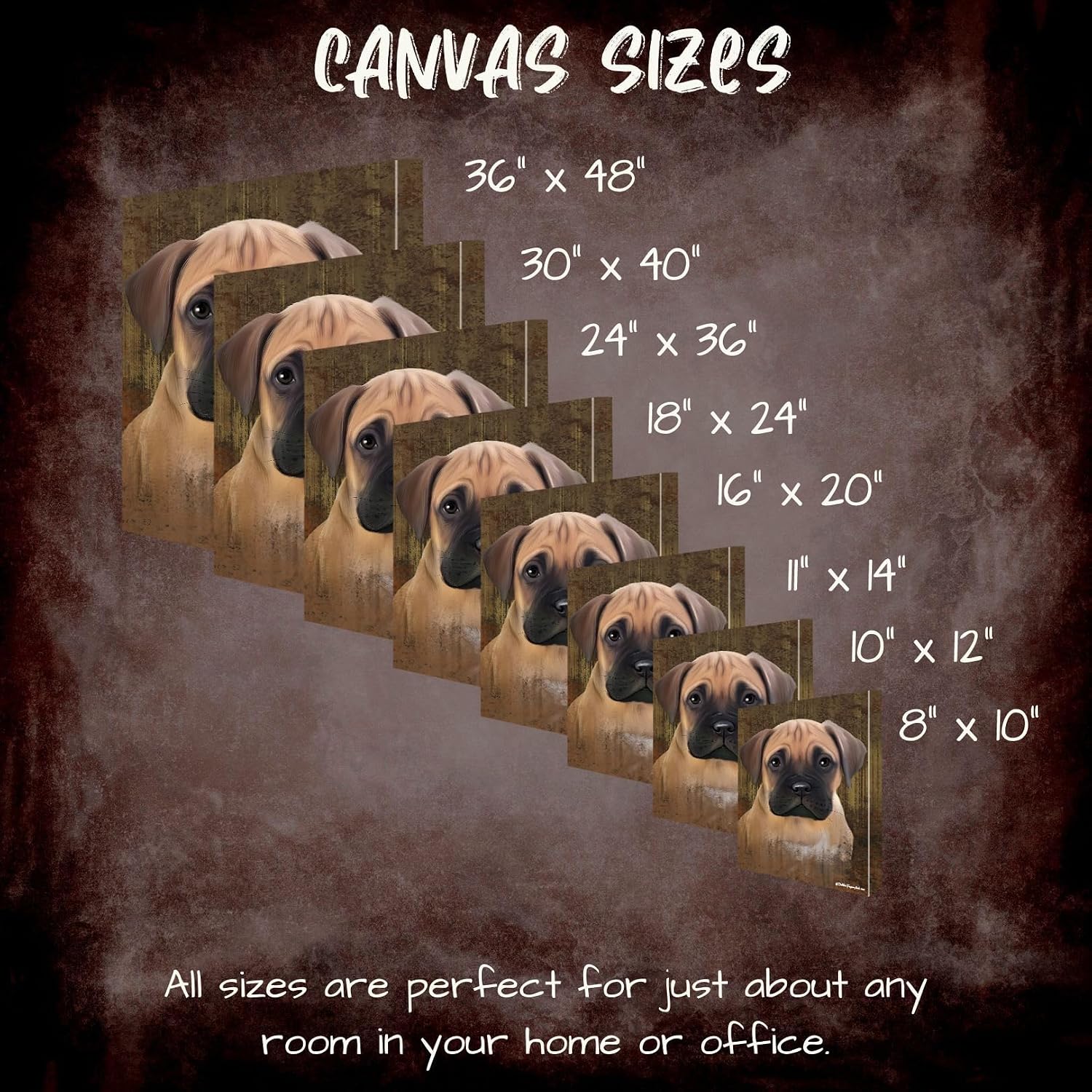 Doggie of the Day Rustic Bullmastiff Dog Canvas Wall Art - Premium Quality Ready to Hang Room Decor Wall Art Canvas - Unique Animal Printed Digital Painting for Decoration, 12"x12" - CVSP96851