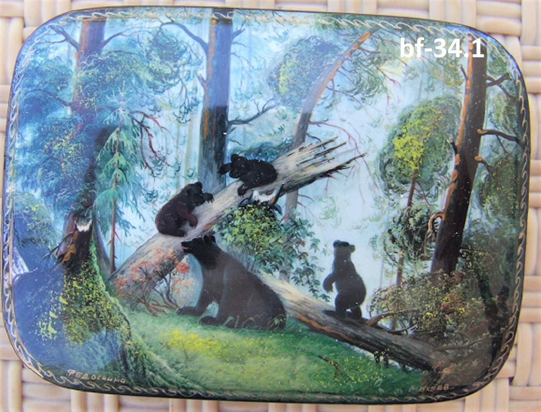 Fedoskino Russian Lacquer Box"Bears on a Tree""