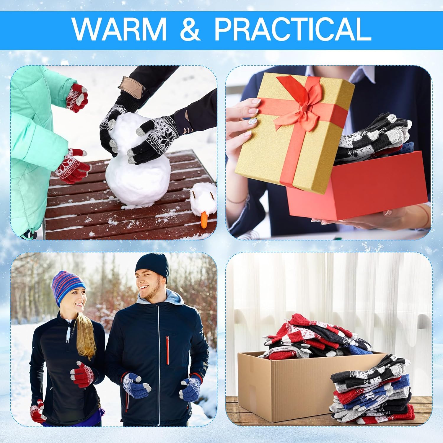 Handepo 50 Pairs Winter Gloves Bulk Knit Stretchy Warm Touchscreen Gloves Multicolor for Men Women Running Cycling Driving - Image 6