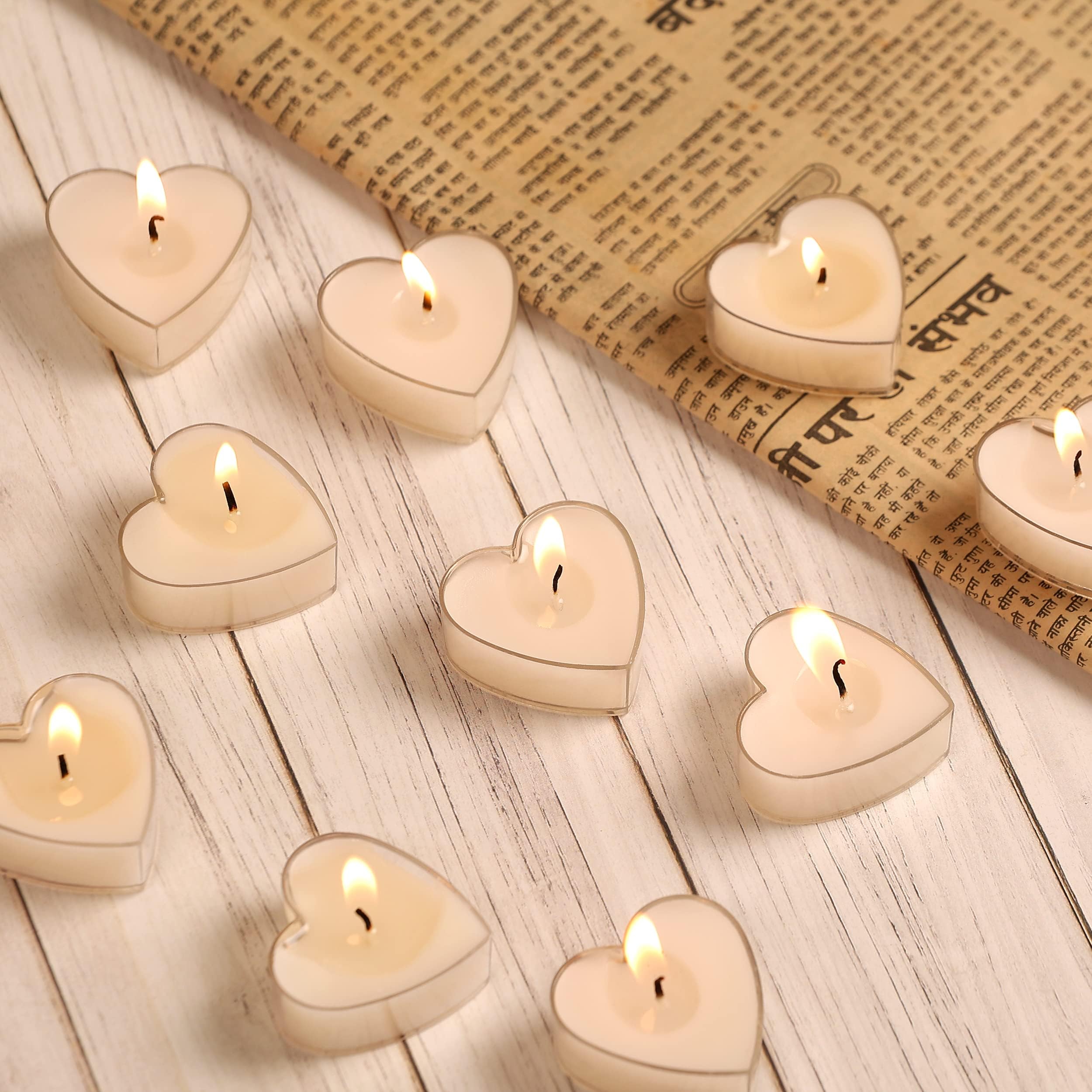 PROSPERRO LUMO by Parkash Candles Scented Heart Shaped Tealights for Home Decor | Set of 10 (White - Jasmine), SCENTED WAX Tealight