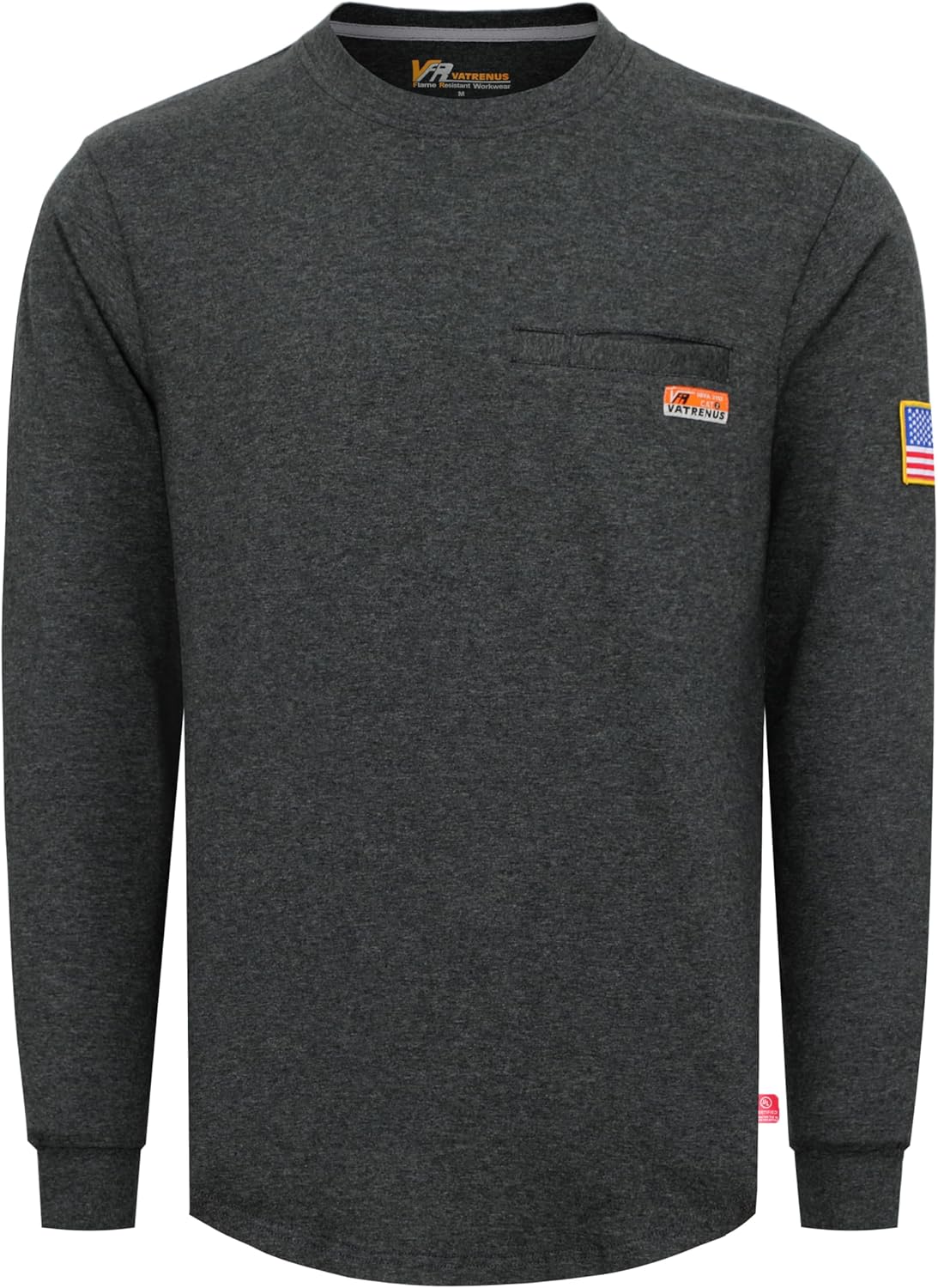 VATRENUS FR Shirt for Men Crewneck Midweight Utility Pocket Fire Resistant Long Sleeve Work Shirts NFPA2112 CAT2