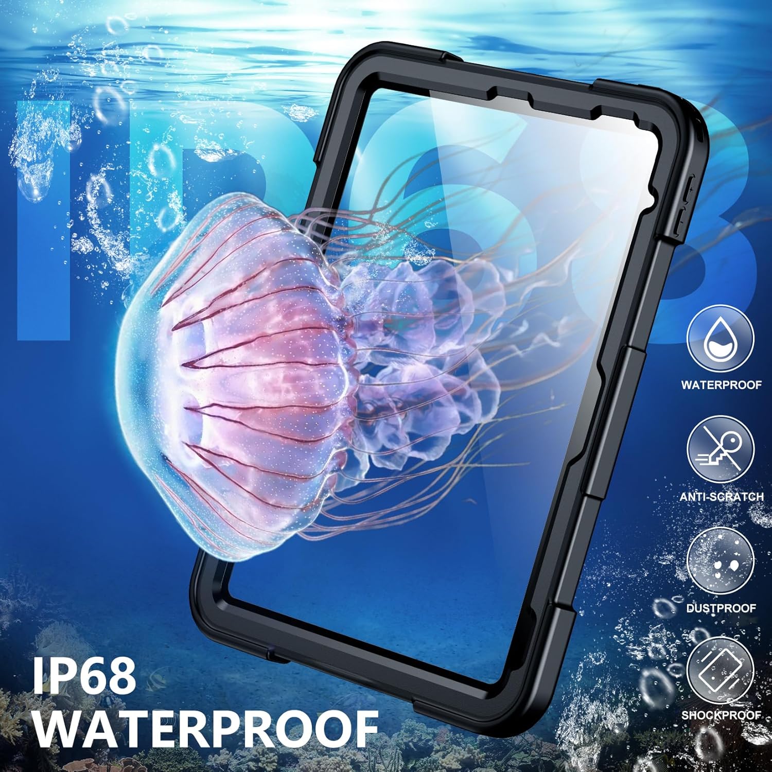 SPIDERCASE for iPad 10th Generation Case 10.9 inch,IP68 Waterproof with Hand Strap & Stand Built-in Screen Protector,Full Body Rugged Shockproof Dropproof Protective Case for iPad 10th 2022 Released