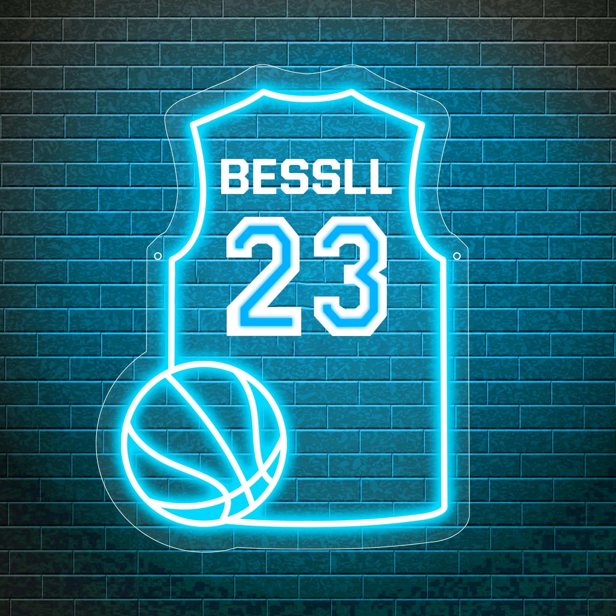 Personalized Basketball Jersey Neon Sign,Custom Player Name Number Led Lights Up Sign for Wall Decor Bedroom Living Room Party Night Light Birthday Gift for Teen Kids Boys Girls Men