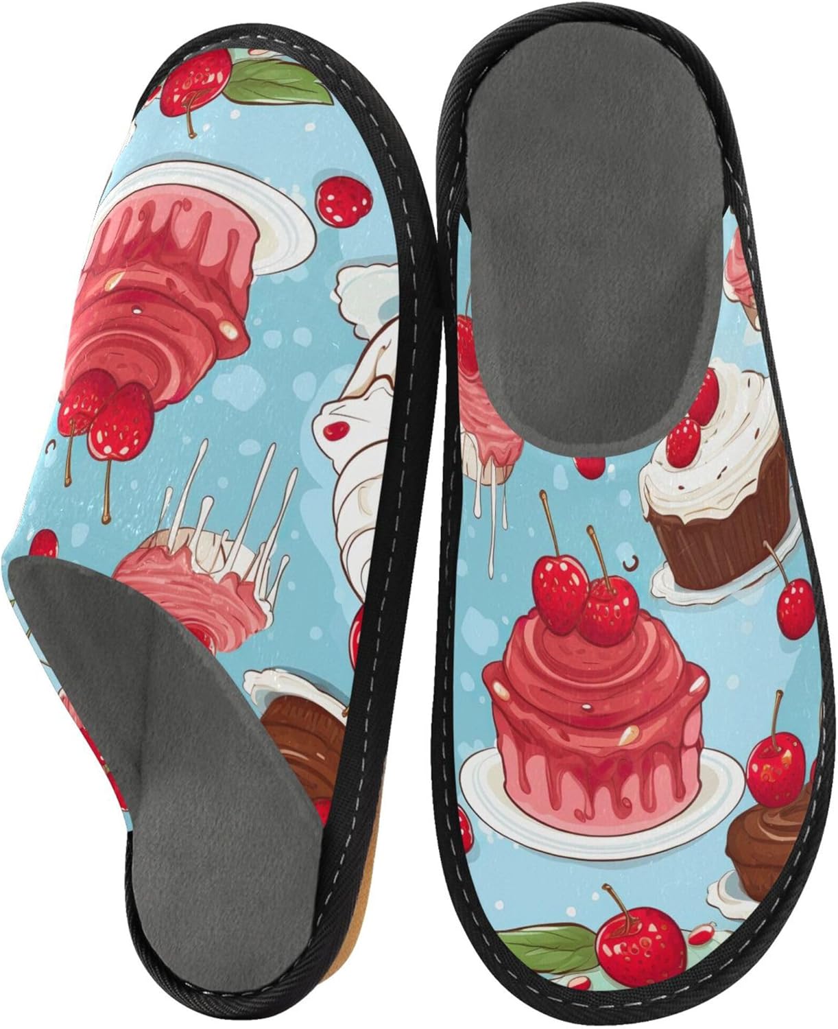 Strawberry Cake House Slippers – Cozy Fuzzy Slippers for Guests, Washable & Disposable, Perfect for Shoeless Home, Spa & Hotel Use A111775