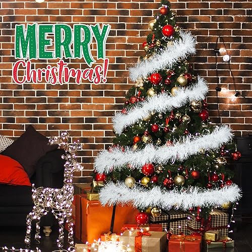 Miniatura 147 de Shappy Guirnalda de oropel negra de 90 pies, 6 rollos para decoración de Halloween, Navidad, guirnalda metálica con purpurina para bodas, fiestas