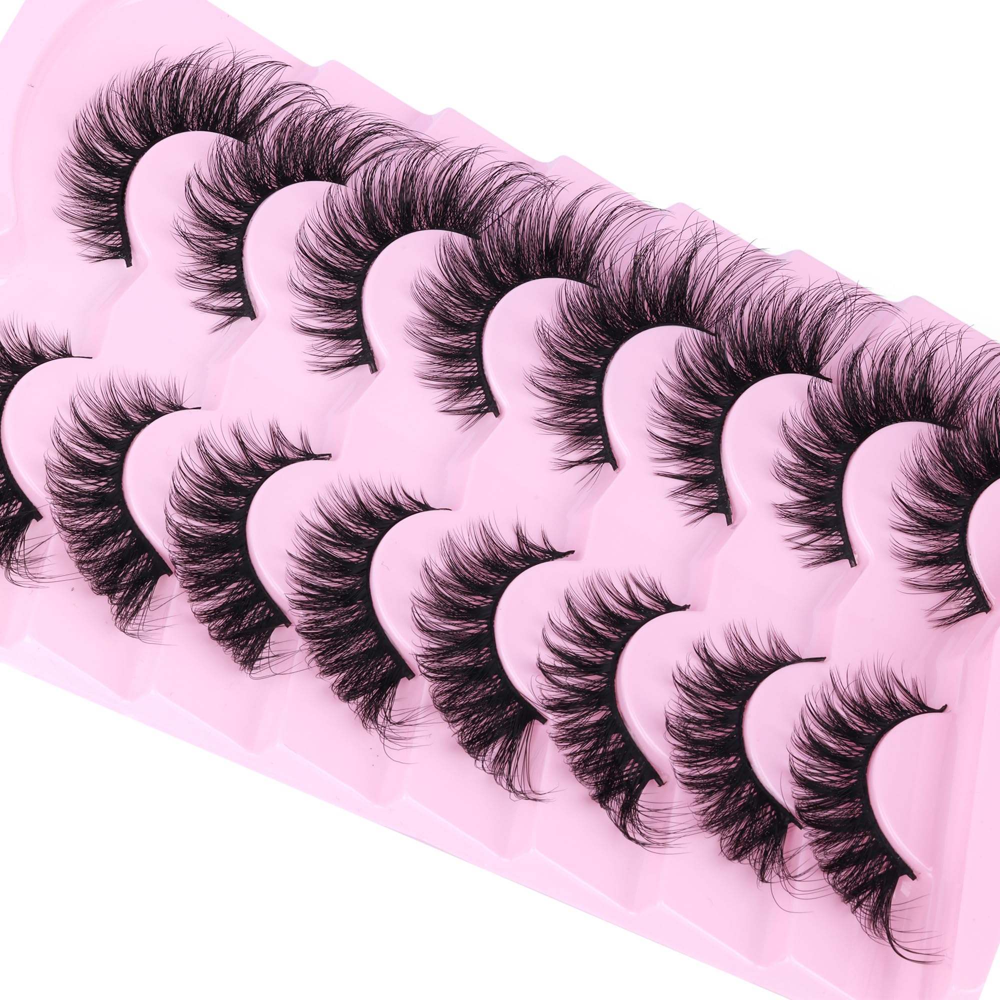 False Eyelashes Fluffy Faux Mink Lashes Wispy Fairy Cat Eye Lashes Spiky Strip Lashes Extension Natural Volume Fake Lashes Pack by GVEFETIEE 8 Pairs Black: E- Fluffy