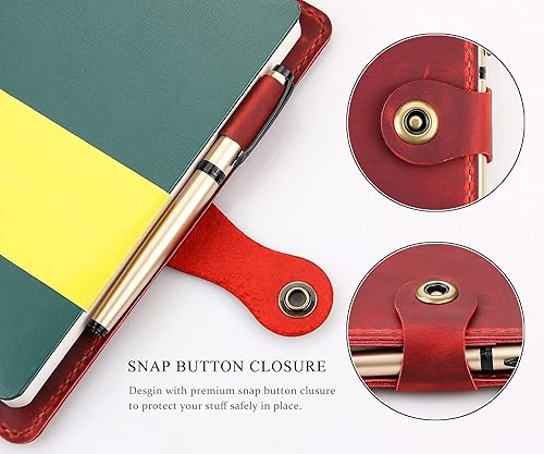 Miniatura 4 de Moleskine - Funda hecha a mano para cuaderno Moleskine de tapa dura, tamaño grande, 5 x 8.25 pulgadas, funda de cuero vintage con soporte para