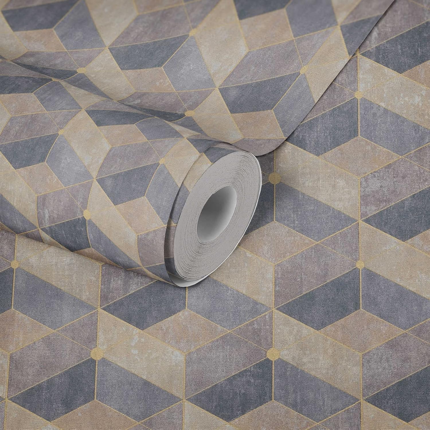 Livingwalls Muir Chocolate Geo Wallpaper