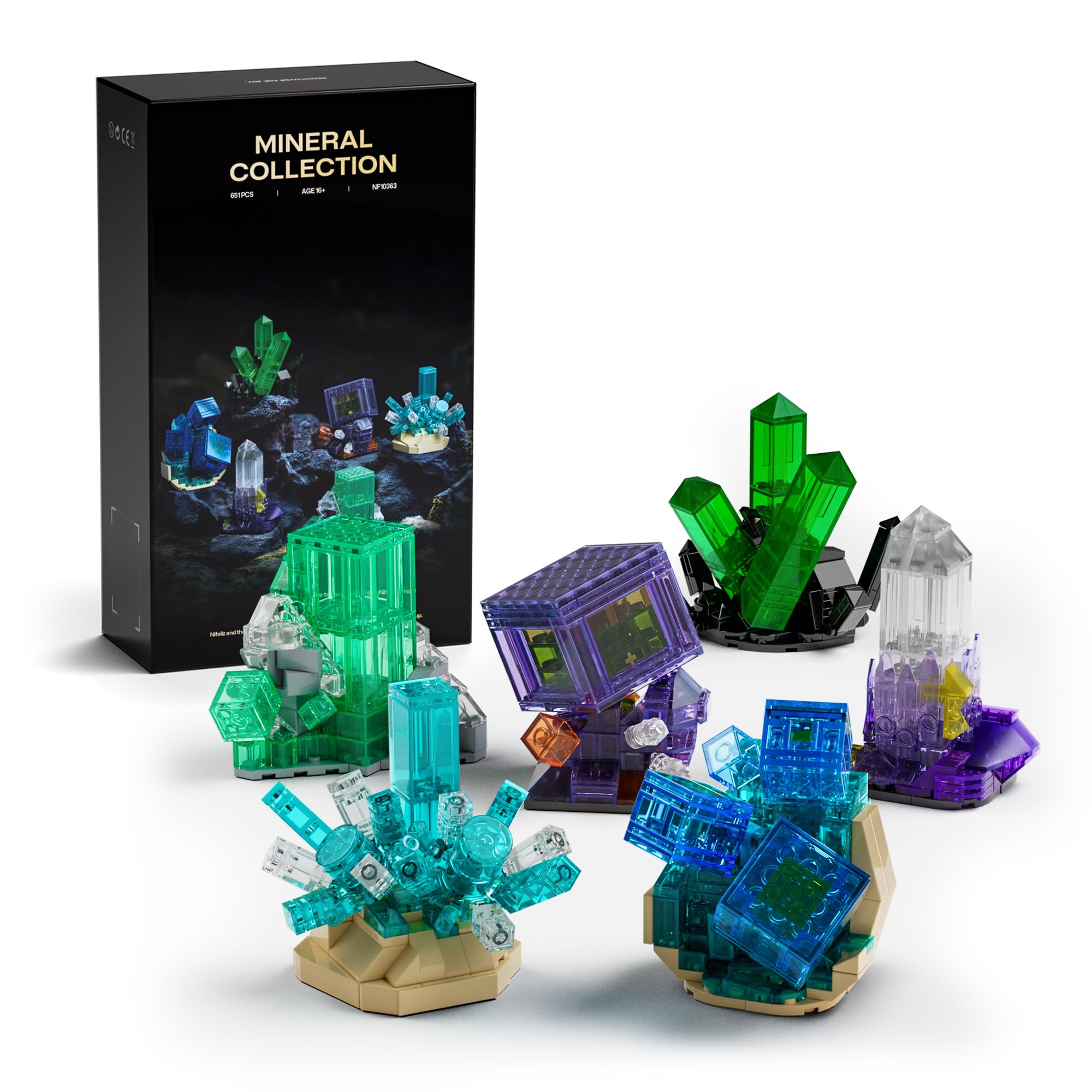 Nifeliz Kit de Collection de Roches Géologiques pour Adultes, 6 Modèles de Minéraux, 651 Pièces