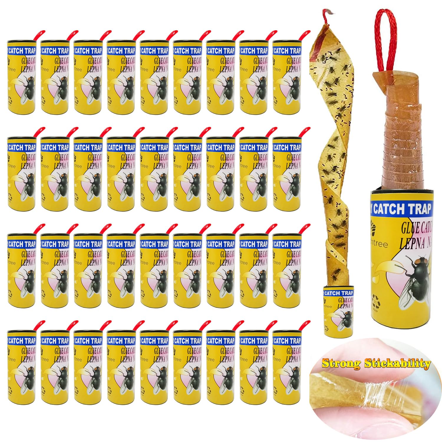 Torchtree Fly Trap,36 Pcs Fly Paper,Fly Catcher,Fly Traps indoor for Home Use,Fly Strips,Fly Catcher Indoor