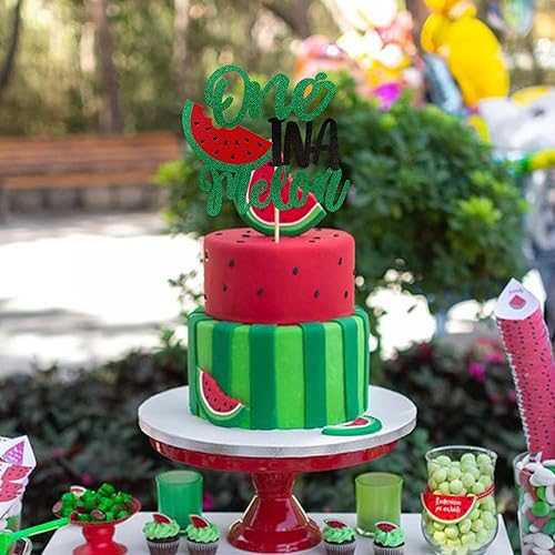 Miniatura 6 de Rsstarxi 1 paquete de decoración de pastel de primer cumpleaños con temática de sandía para baby shower con temática de sandía de 1 año