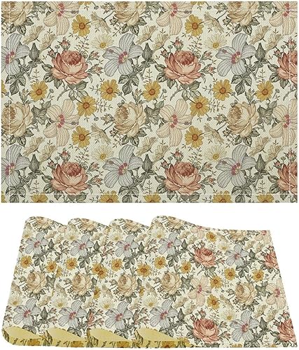 Miniatura 43 de Juego de 4 manteles individuales de mármol dorado y gris, pintura abstracta moderna, arte impreso, manteles para mesa de comedor, restaurante,