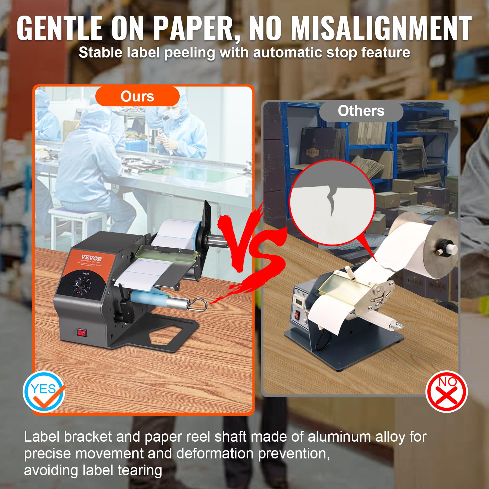 VEVOR Etichettatrice Semiautomatica, 20-50 Pezzi/min, Applicatore di Etichette, Etichettatrice Velocità Regolabile Larghezza Etichetta tra 5-115mm per Etichette Trasparente da Magazzino Supermercato