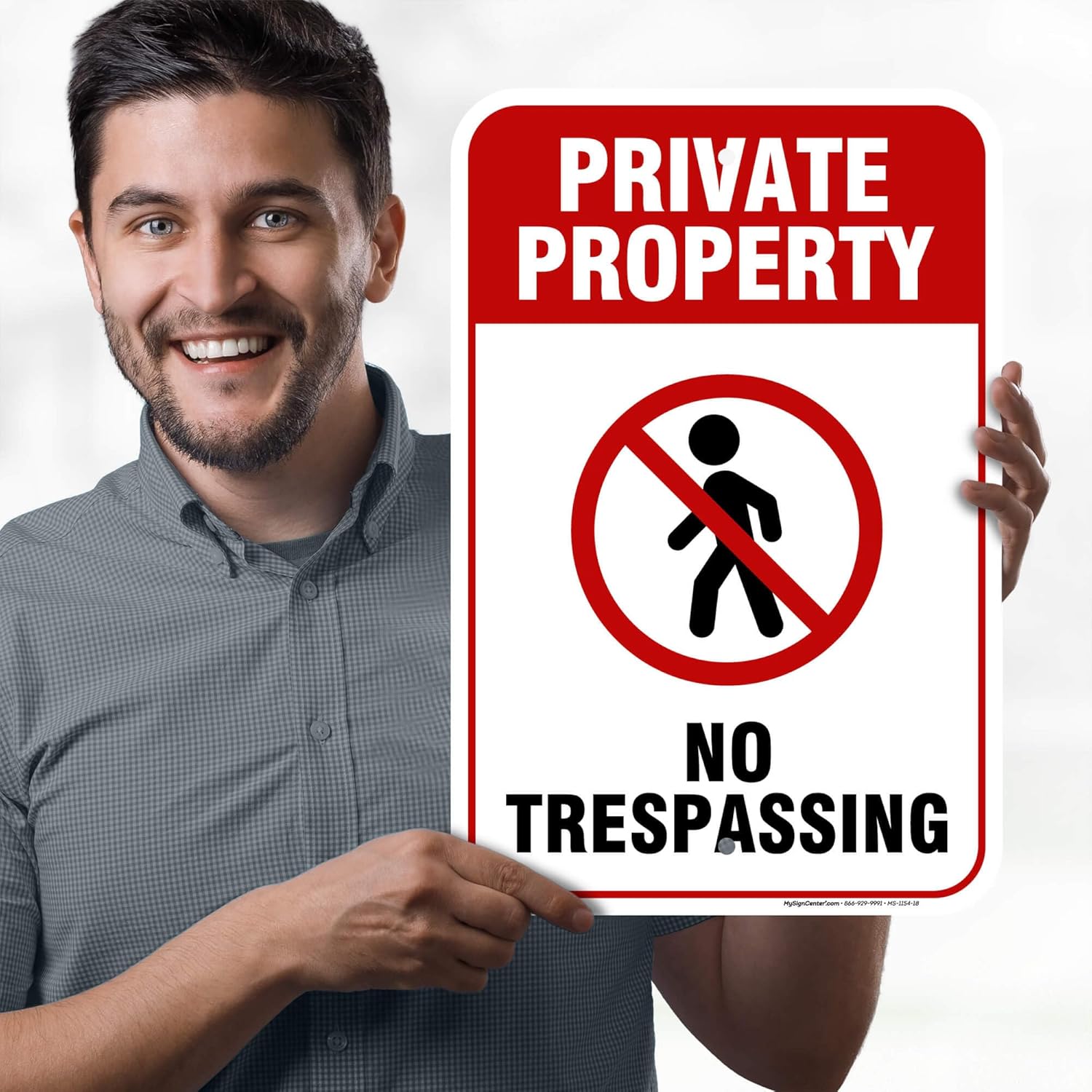 Private Property No Trespassing Sign, 12"x18" Aluminum, Fade Resistance, Indoor/Outdoor Use, USA MADE By My Sign Center(MS-1154)