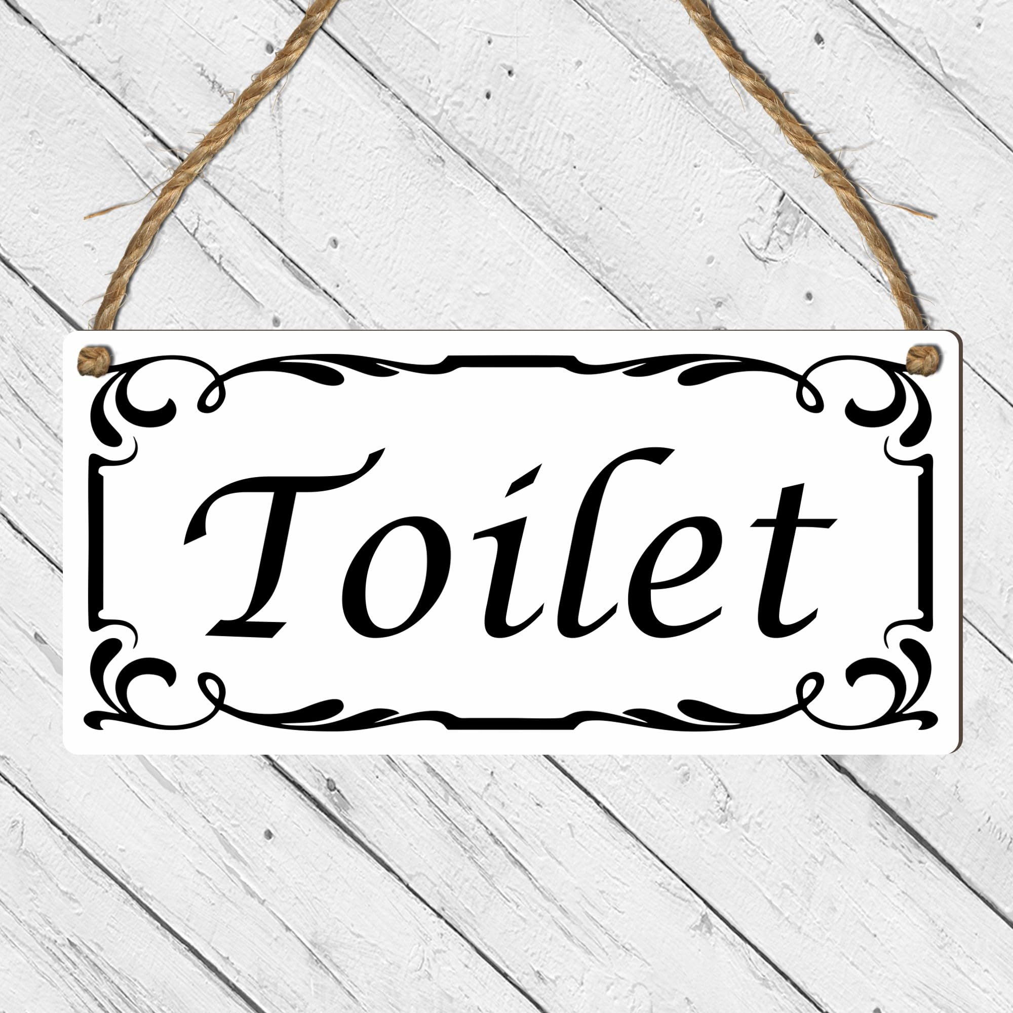 Bathroom Door Sign, Private Room Plaque, Toilet Hanging Sign, Bathroom Decor, Home WC Sign, Elegant Restroom Hanging Sign, Vintage Toilet Sign, (Toilet, Small: 19 cm (H) × 9 cm (W))