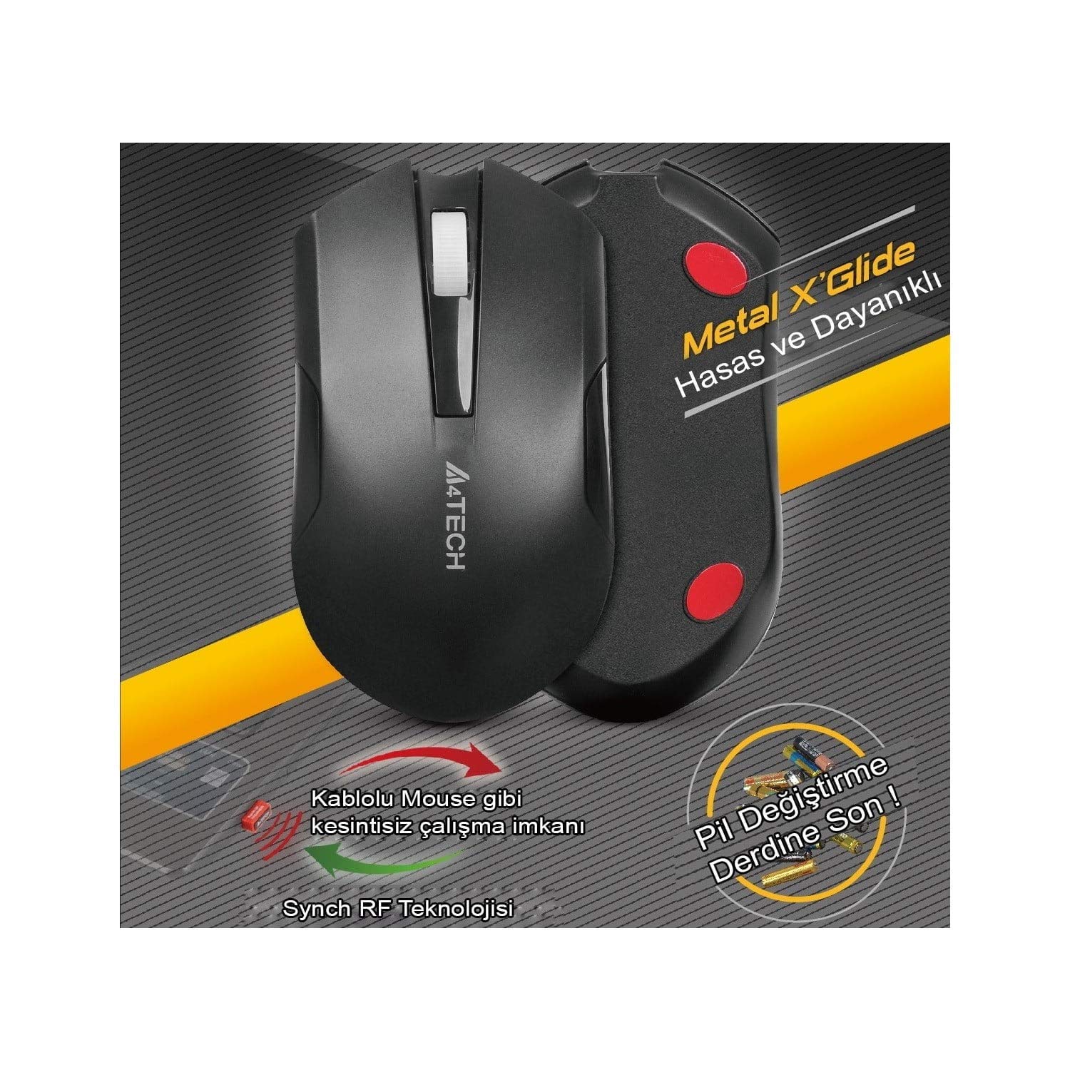 A4Tech G11-200N - Ratón (Ambidextro, V-Track, RF inalámbrico, 1000 dpi, Negro)