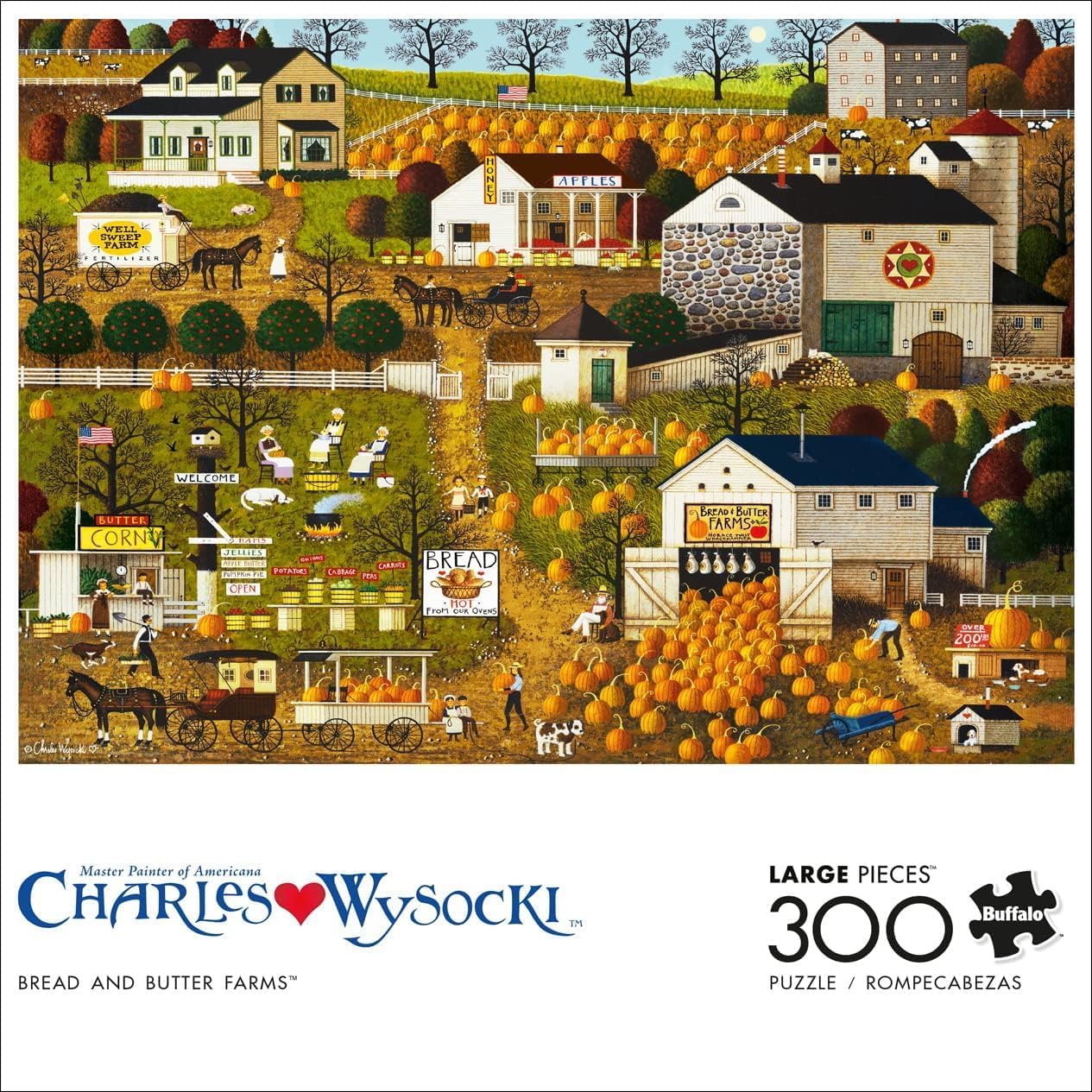 Buffalo Games - Charles Wysocki - Bread and Butter Farms - 300 Piece Jigsaw Puzzle for Adults -Challenging Puzzle Perfect for Game Nights - Finished Size is 21.25 x 15.00