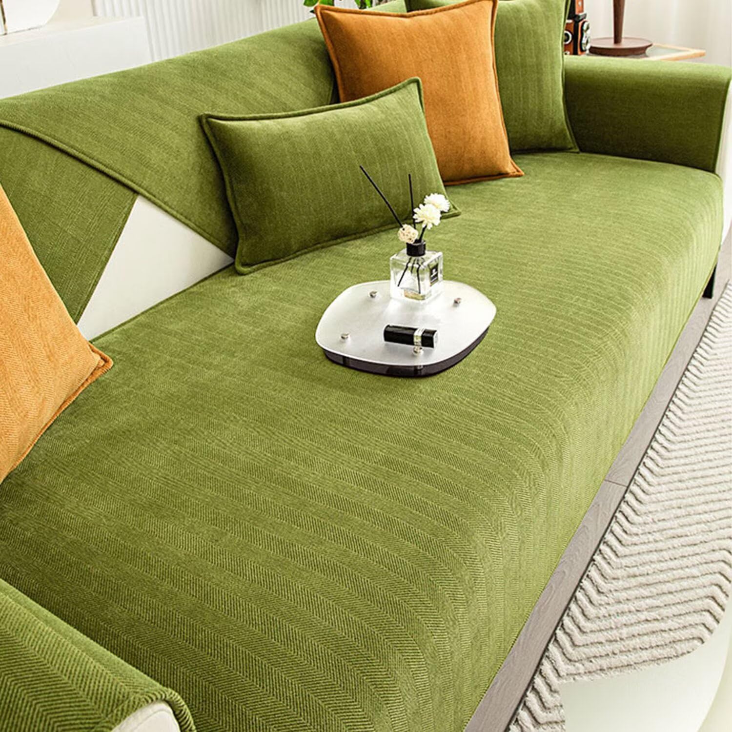 Sofa Überwurfdecke, Sofa Überzug, Sofadecken für Sitzfläche rutschfest, Überwurfdecken für Sofa, Fischgrätenstruktur, Hund Katze Sofa Überwurf Sofaschutz, Beige B, 70 * 210CM