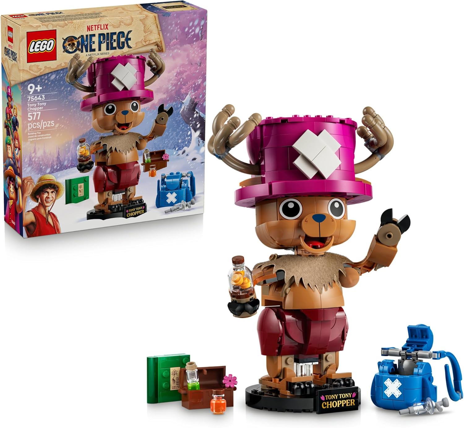 LEGO ONE PIECE Tony Tony Chopper - Building Toy for Boys & Girls, Ages 9+ - Gift for Birthdays - Kids Bedroom or Desk Decor - ONE PIECE Merch for Anime Fans - 75643