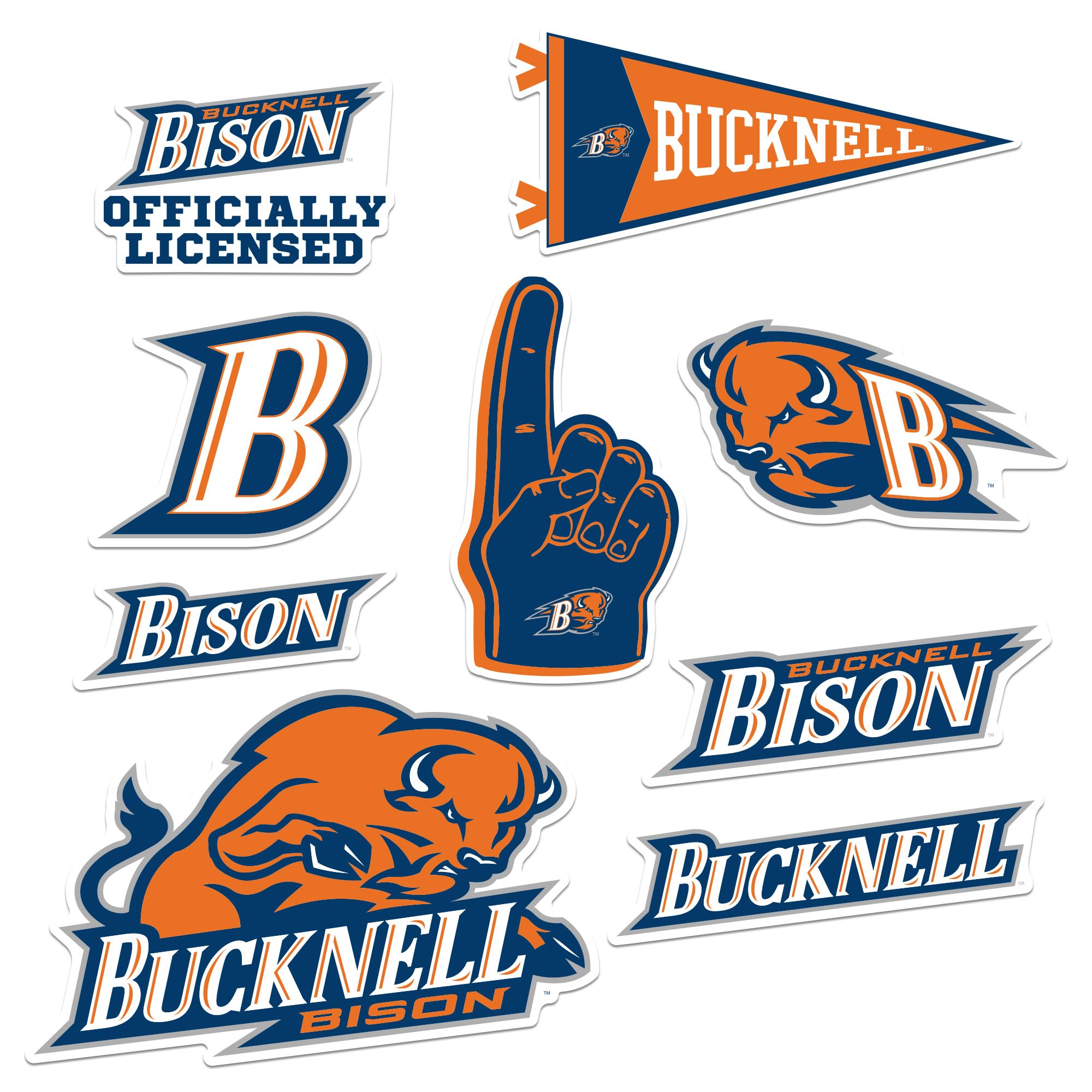 Bucknell University 8ct Vinyl L Deluxe Stickers, Indoor/Outdoor, Set of 8