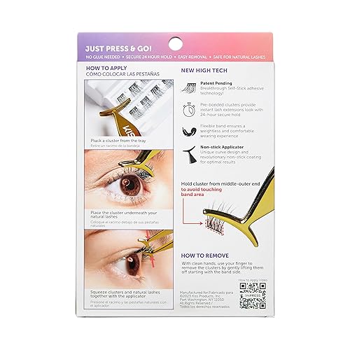 Miniatura 2 de KISS imPRESS Falsies - Pestañas autoadhesivas, pestañas a presión, pestañas glamorosas de volumen de 0.47 a 0.55 pulgadas, color negro, no necesita