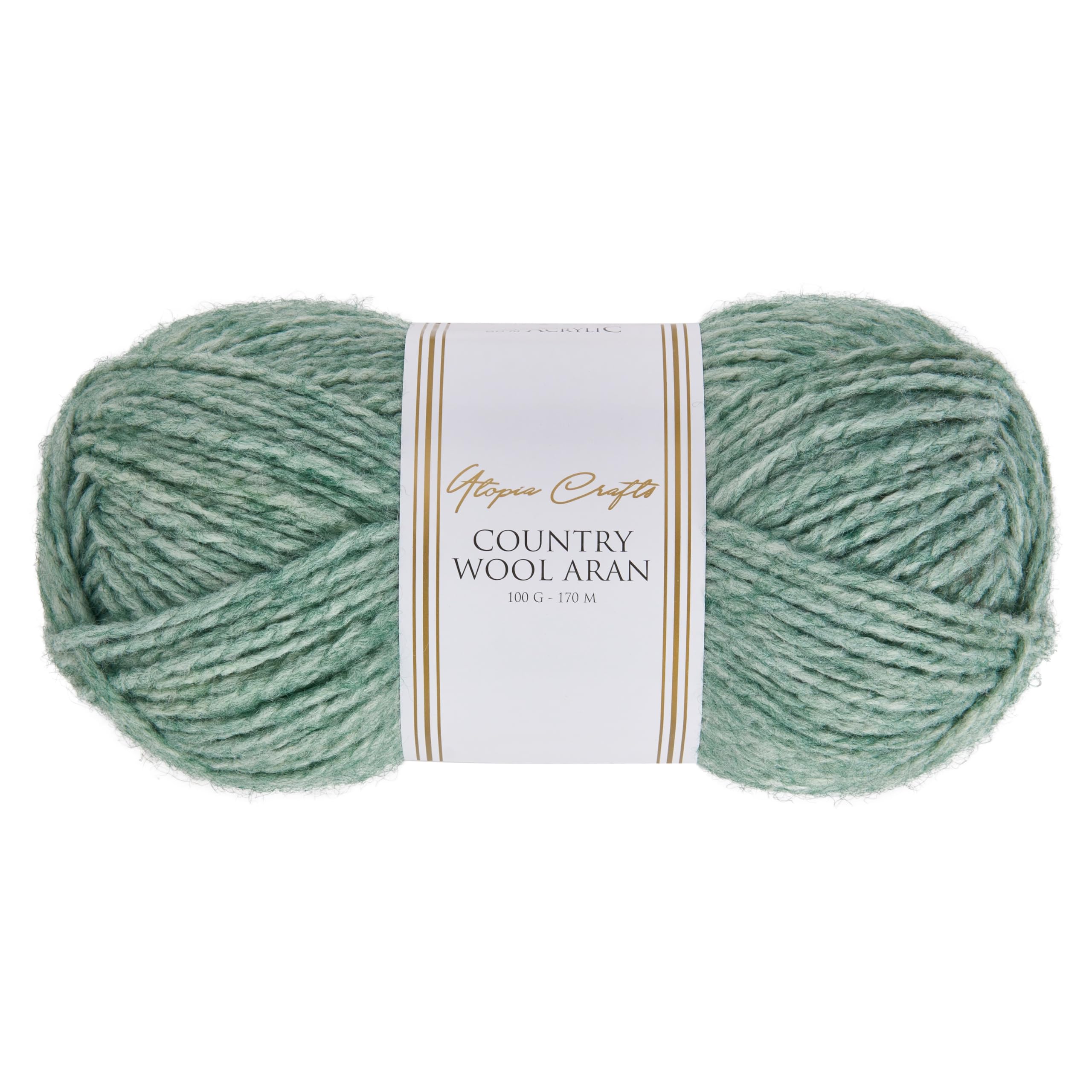 Utopia Crafts Country Wool Blend Aran Yarn for Knitting and Crochet 100g (1, Sage Leaf)