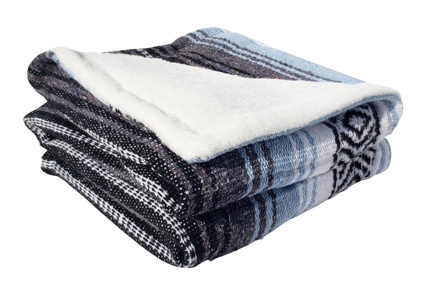 Light Blue Mexican Blanket, Baby Blanket, Serape,Falsa