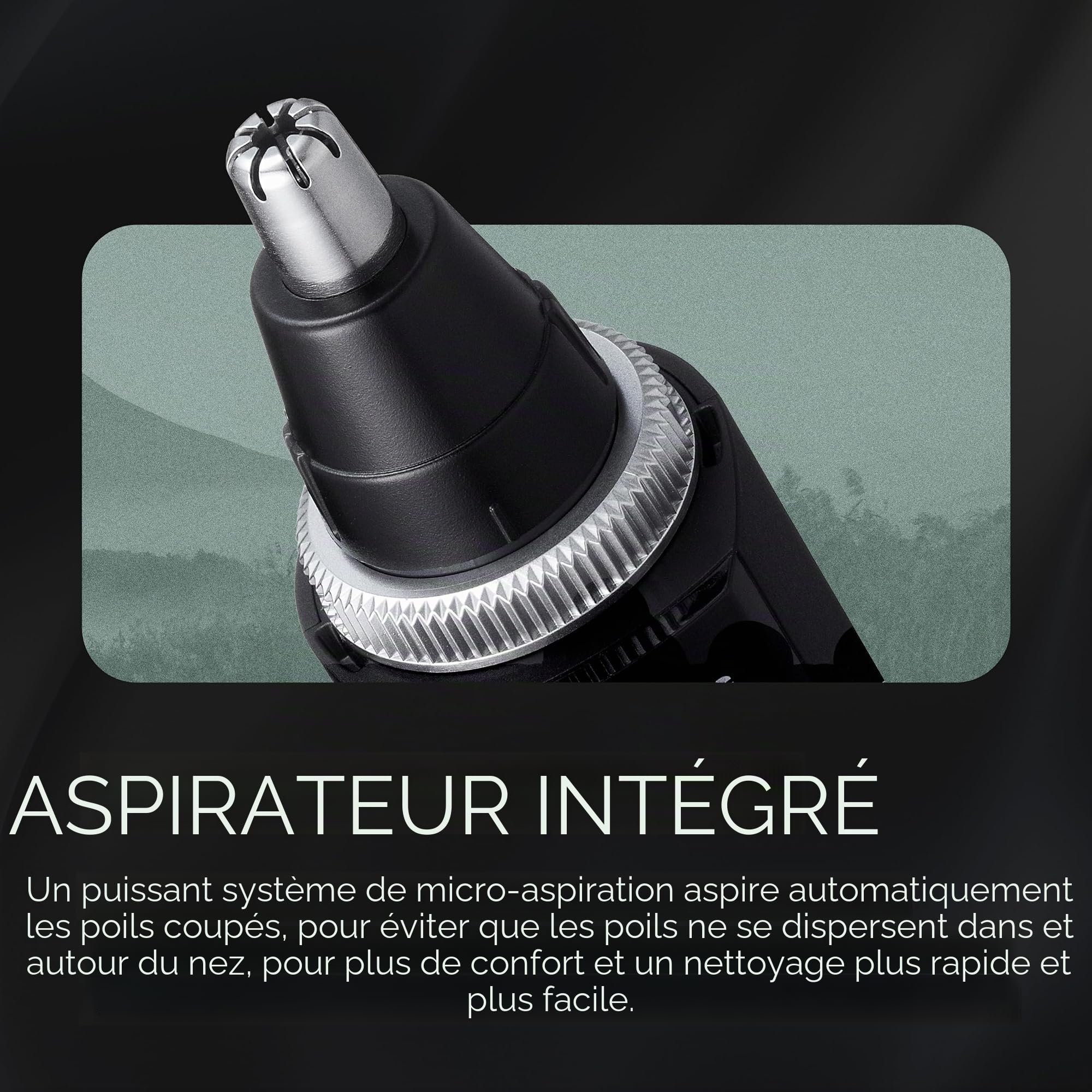 Panasonic ER-GN70-K Tondeuse à poils pour oreilles et nez pour homme avec système de nettoyage par aspiration, hypoallergénique, lame double tranchante haute performance – ER-GN70-K