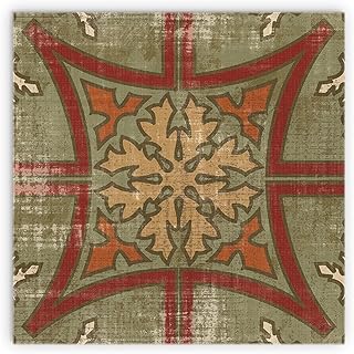 Moroccan Patchwork Red Tile V, JoyRide Home Décor Wood Plaque, 12