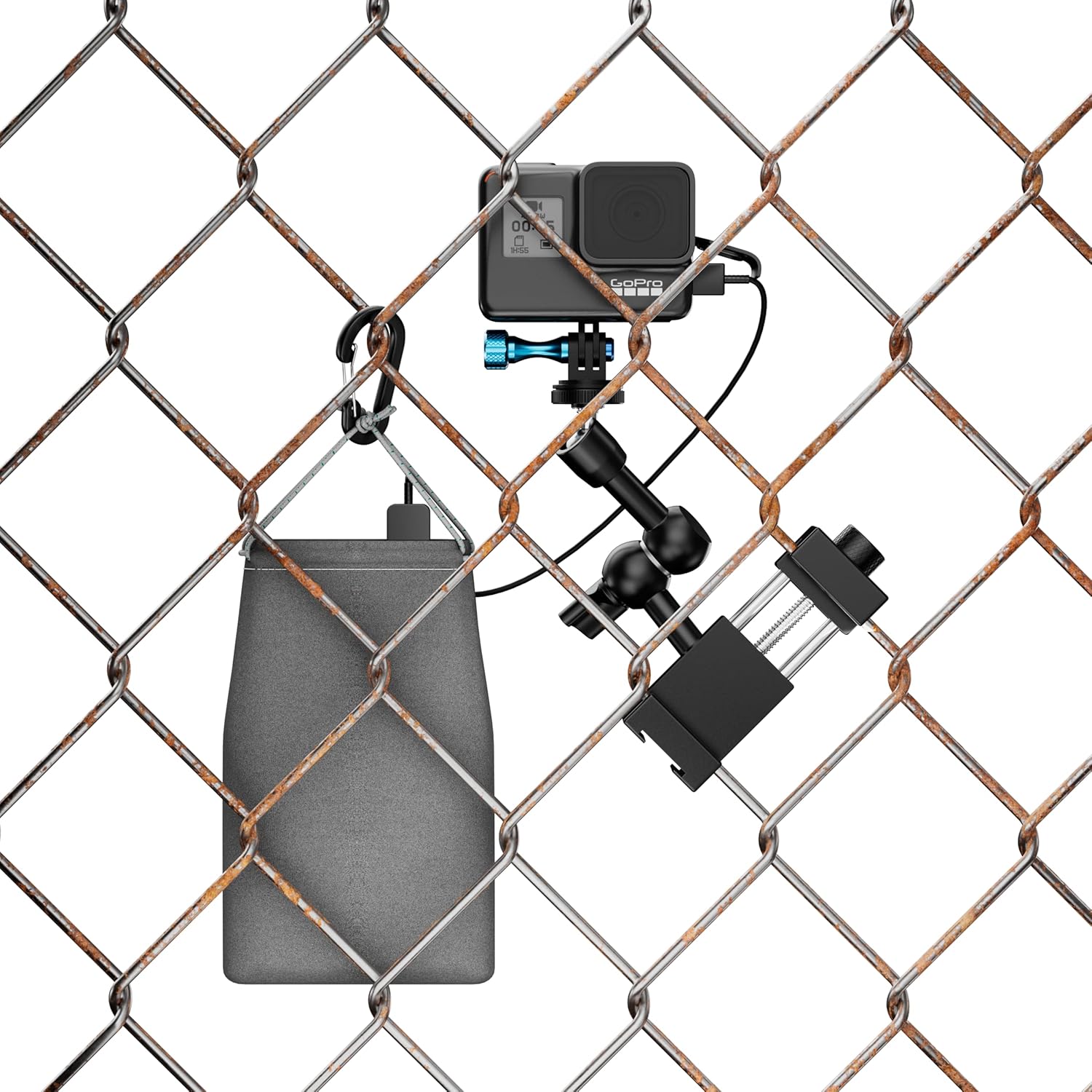 Mounting Kit for Gamechanger Fence Mount for iPhone, Mevo Start, Phones, GoPro to a Backstop Chain Link Fence for Gamechanger Recording Baseball,Softball and Tennis Games(M5)