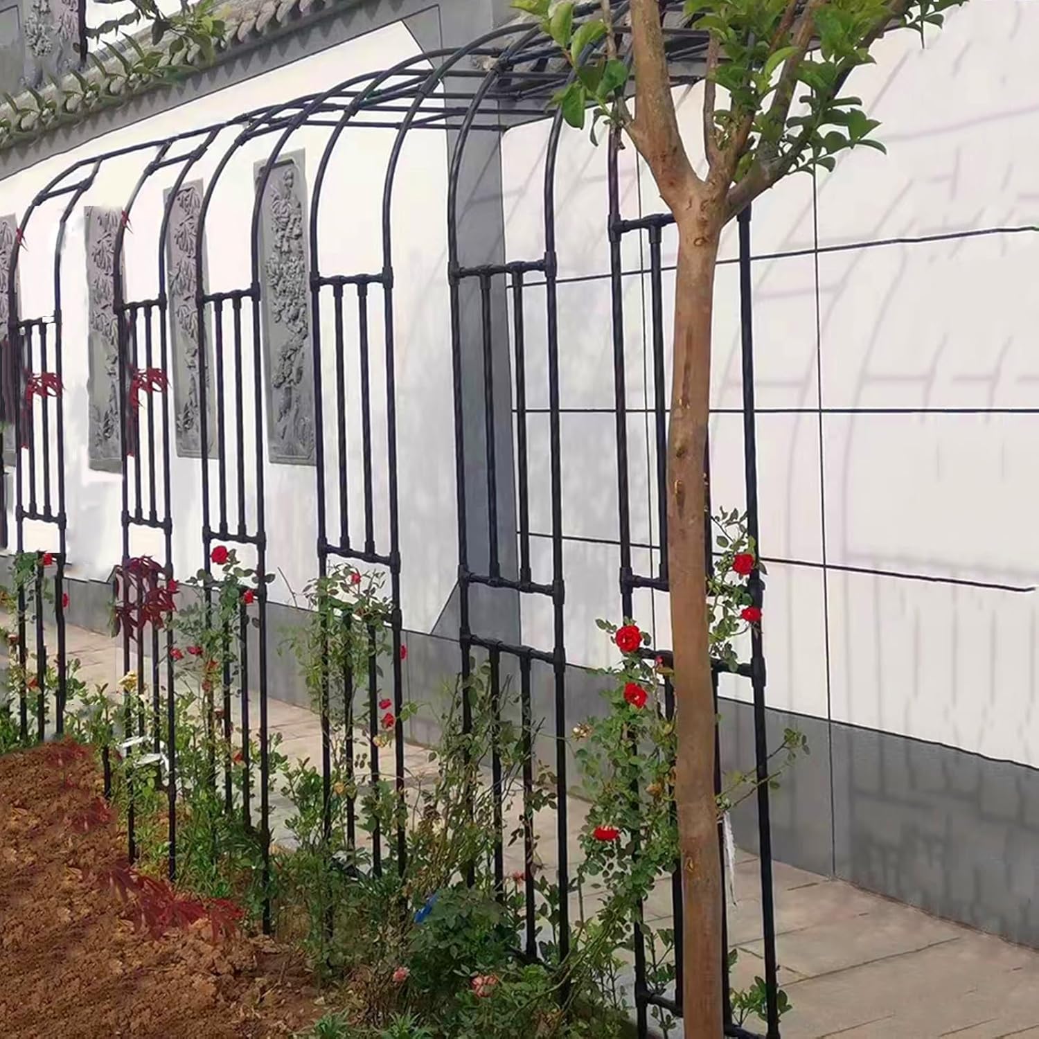 Garden Arch Trellis for Climbing Plants,Half Arch Lateral Wall,Rose Arch Galvanized,Garden Arbor,Garden Archway Metal pergola Arbor for Lawn Backyard Patio,Party Wedding Decoration (Size : 60cm)