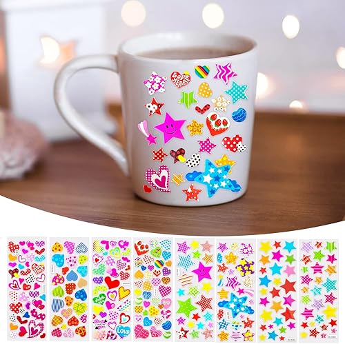 Miniatura 5 de 40 hojas de 1000 calcomanías 3D para niños hinchados para niños animales, peces, dinosaurios, números, frutas, camiones y estrellas, calcomanías de