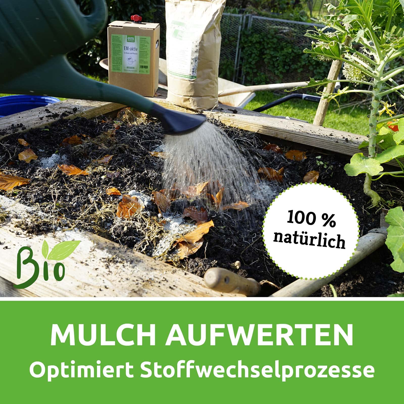 EM-Chiemgau Effektive Mikroorganismen EM-aktiv Bodenaktivator Wurzelaktivator [Anwendungsfertig] Flüssiger Kompostbeschleuniger & Bodenhilfsstoff für Pflanzen, Obst & Gemüse - 5 L