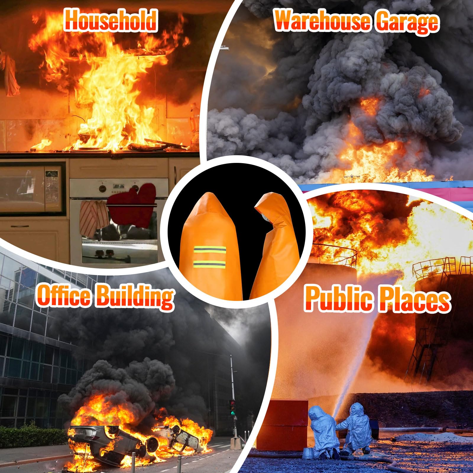MDH Capa de escape de emergencia ignífuga, tela recubierta de fibra de vidrio y silicona, manta ignífuga para el hogar, oficina, hogar, equipo de seguridad contra incendios certificado CE (adulto: 71