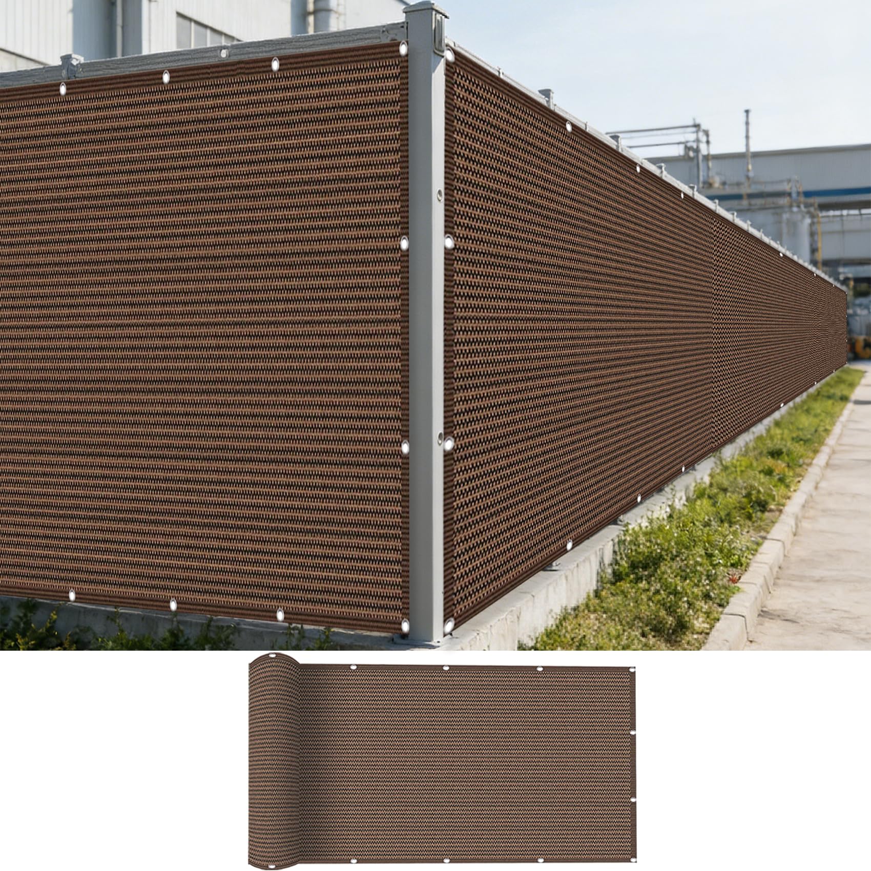 Osłona Ogrodzenia 0.9 x 8 m Przezroczysty, Lekki, Wiatroszczelny I UV Ochrona, Ekrany Ochronne Prywatności, Osłony Ochronne Na Patio Z Oczkami I Linką Do Balkon Taras, brązowy