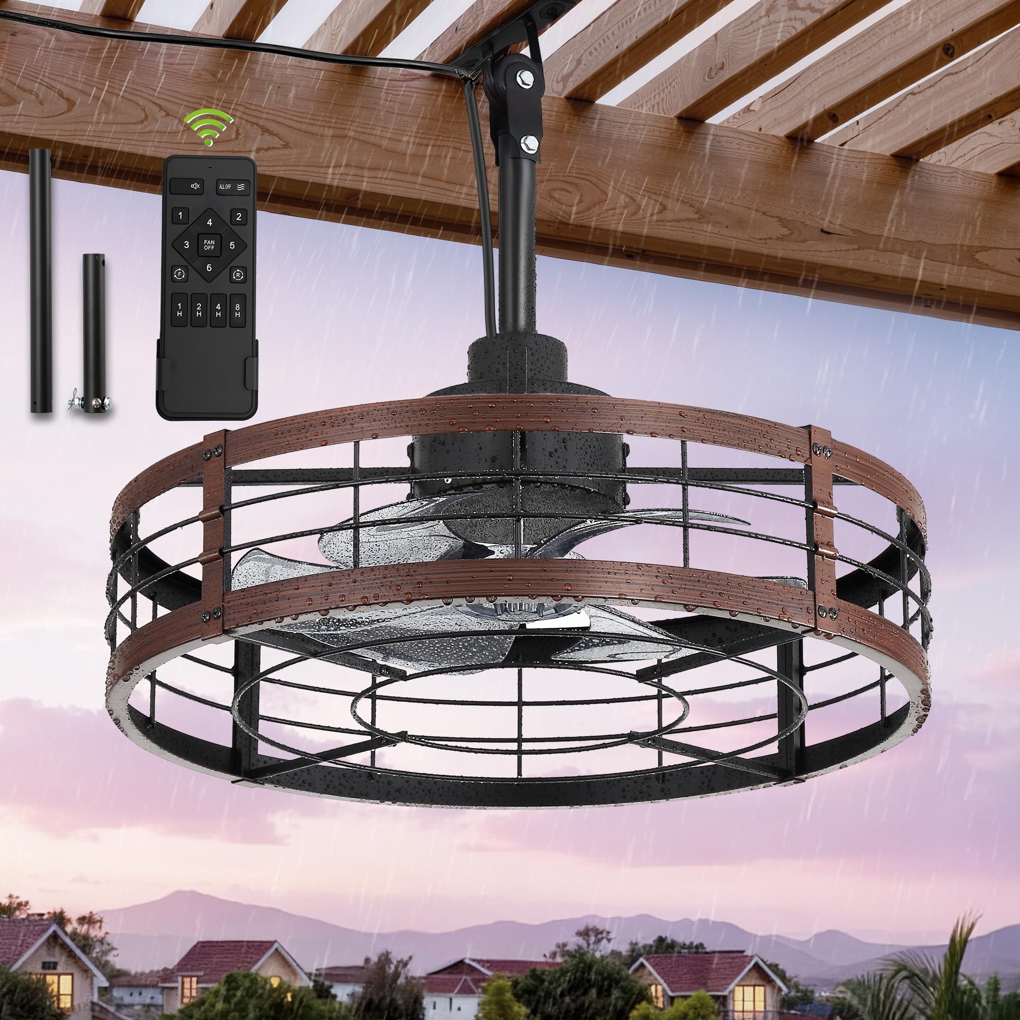 Photo 1 of LEDIARY 22" Outdoor Ceiling Fan No Light for Patios, Wet Rated Gazebo Fan