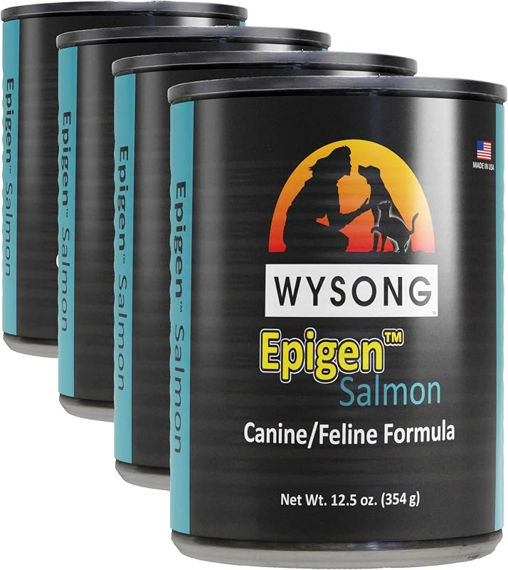 Ração úmida enlatada para cães e gatos com salmão Wysong Epigen™ – Pacote com 4