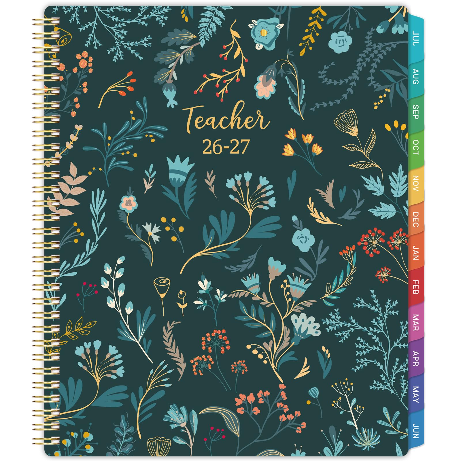 Teacher Planner 2026-2027- Teacher Planner, Teacher Lesson Planner from July 2026 to June 2027, 9" x 11", Spiral Bound,Lesson Plan Book with Colourful Monthly Tabs, Inner Pocket