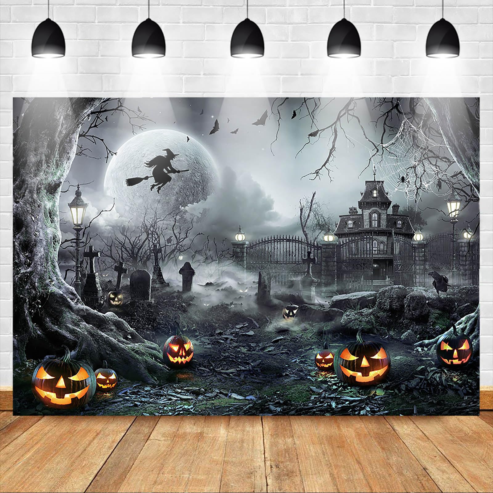 Avezano Halloween tło noc dynia mgła las fotografia tło dla dzieci dzieci magiczna czarownica duch impreza dekoracja baner sesja zdjęciowa rekwizyty do budki zdjęciowej (20 x 15 cm)