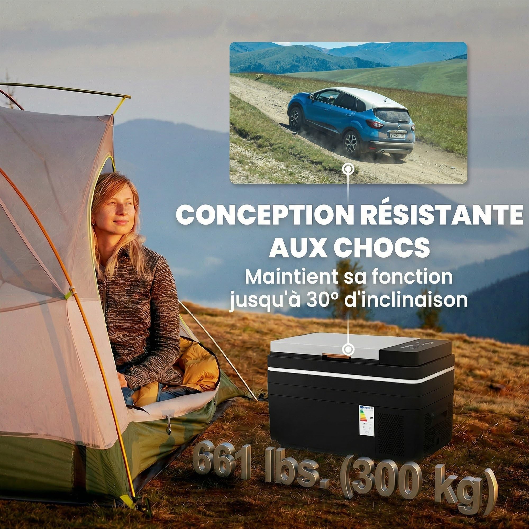 Outsunny Glacière Électrique Voiture 30L, Contrôle via Application, Modes MAX & ECO, 12V/240V, -20 à 20 °C, Réfrigérateur Portable à Compression pour Voiture, Camion, Bateau, Camping-Car, Noir