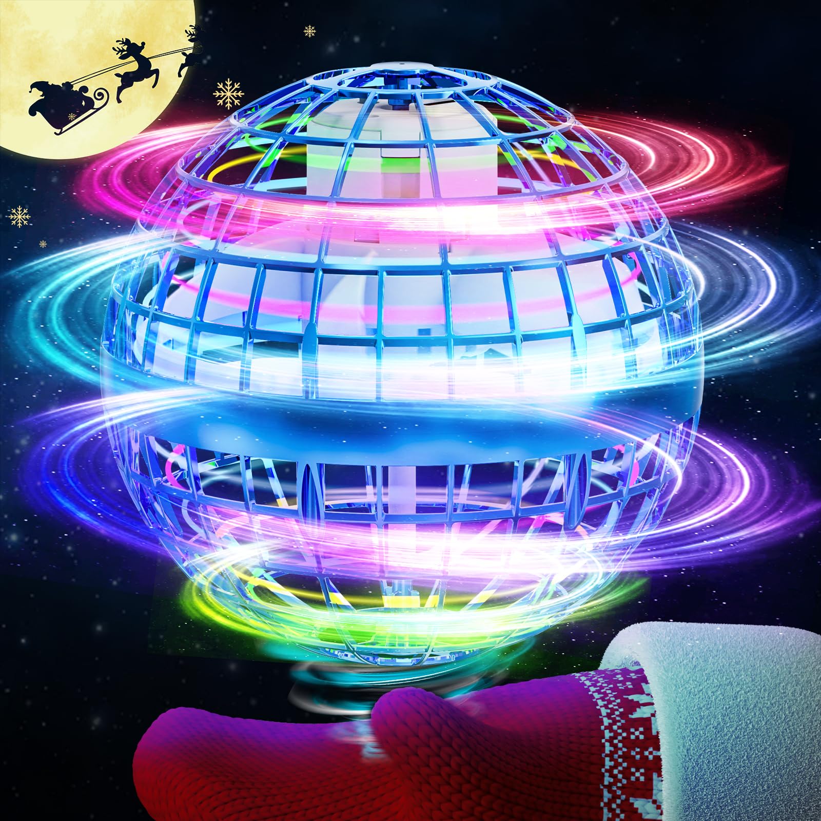 Selvim Galaxy Ball Toys - Cool Cosmic Globe Boomerang Hover Orb for Kids - Hand Controlled Orbs Drone with Light, Gifts for 6+ Year Old Boy or Girl