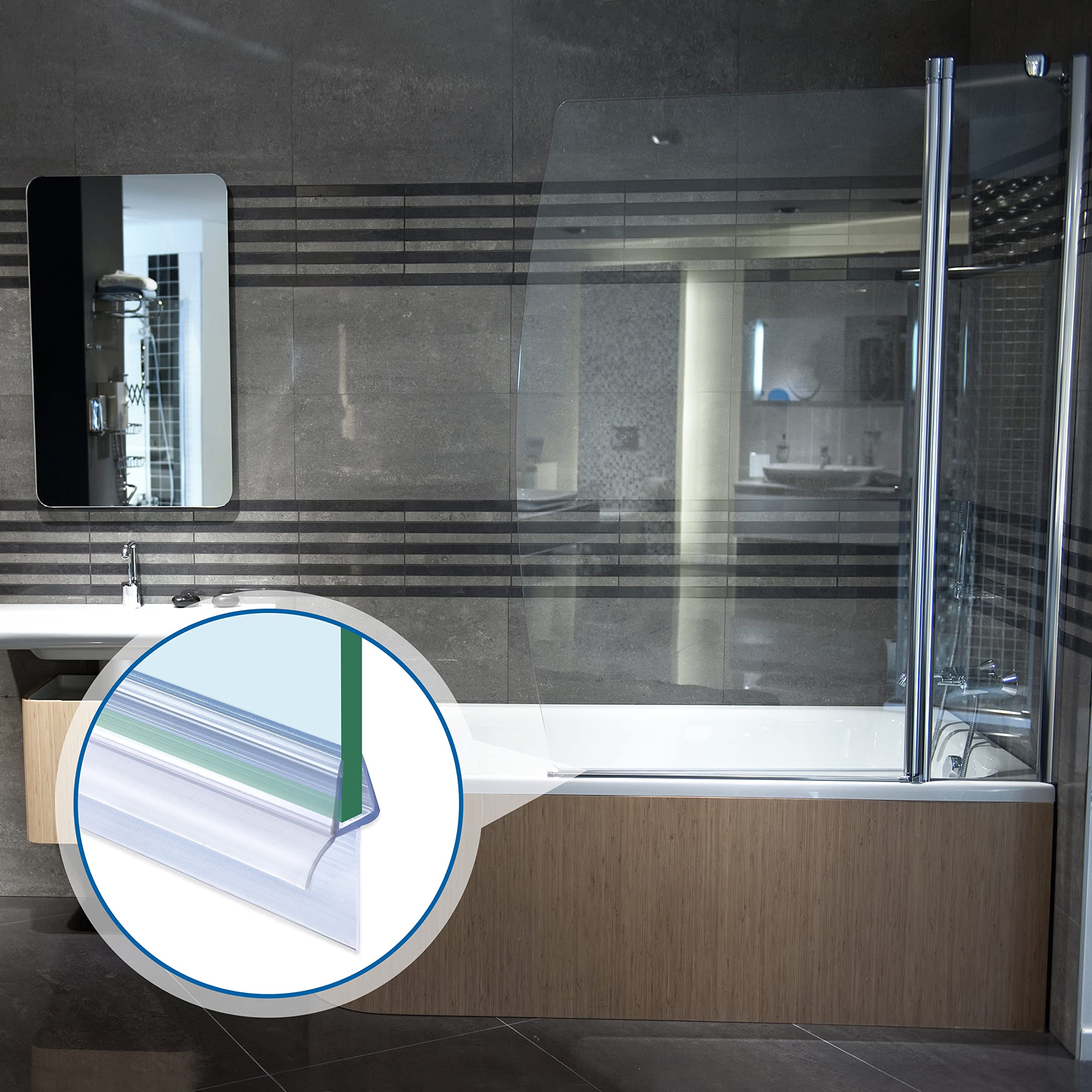 ITTISO Shower Screen Seal Strip 2 x 80 cm for 4mm/5mm/6mm Glass Thickness Shower Door Seal Strip Covers up to 20mm Gap Replacement Shower Door Bottom Seal (TypeE. 2x80cm for 4/5/6mm) - Image 4